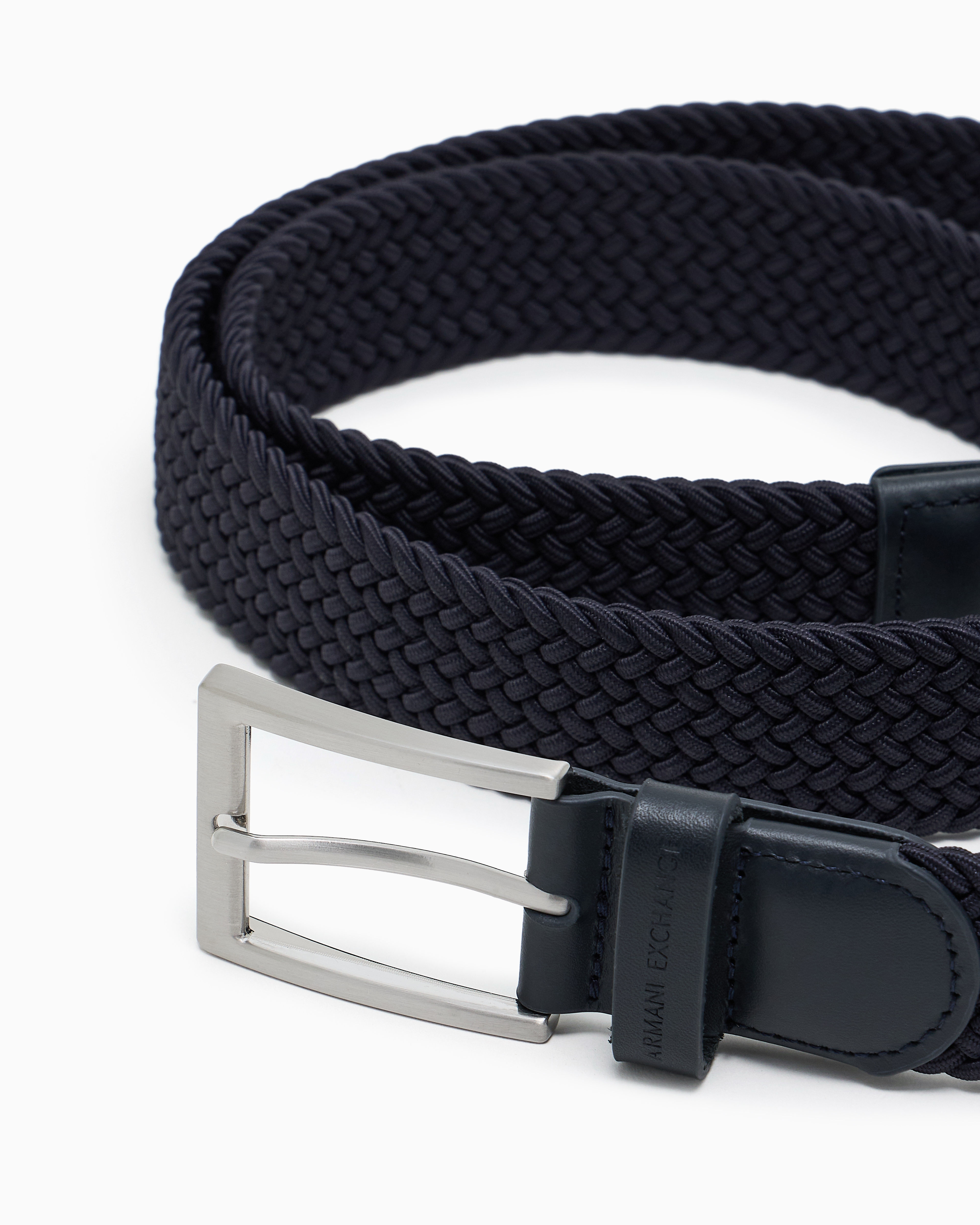 Armani Exchange - Woven fabric belt, Man, Navy Blue, Size: