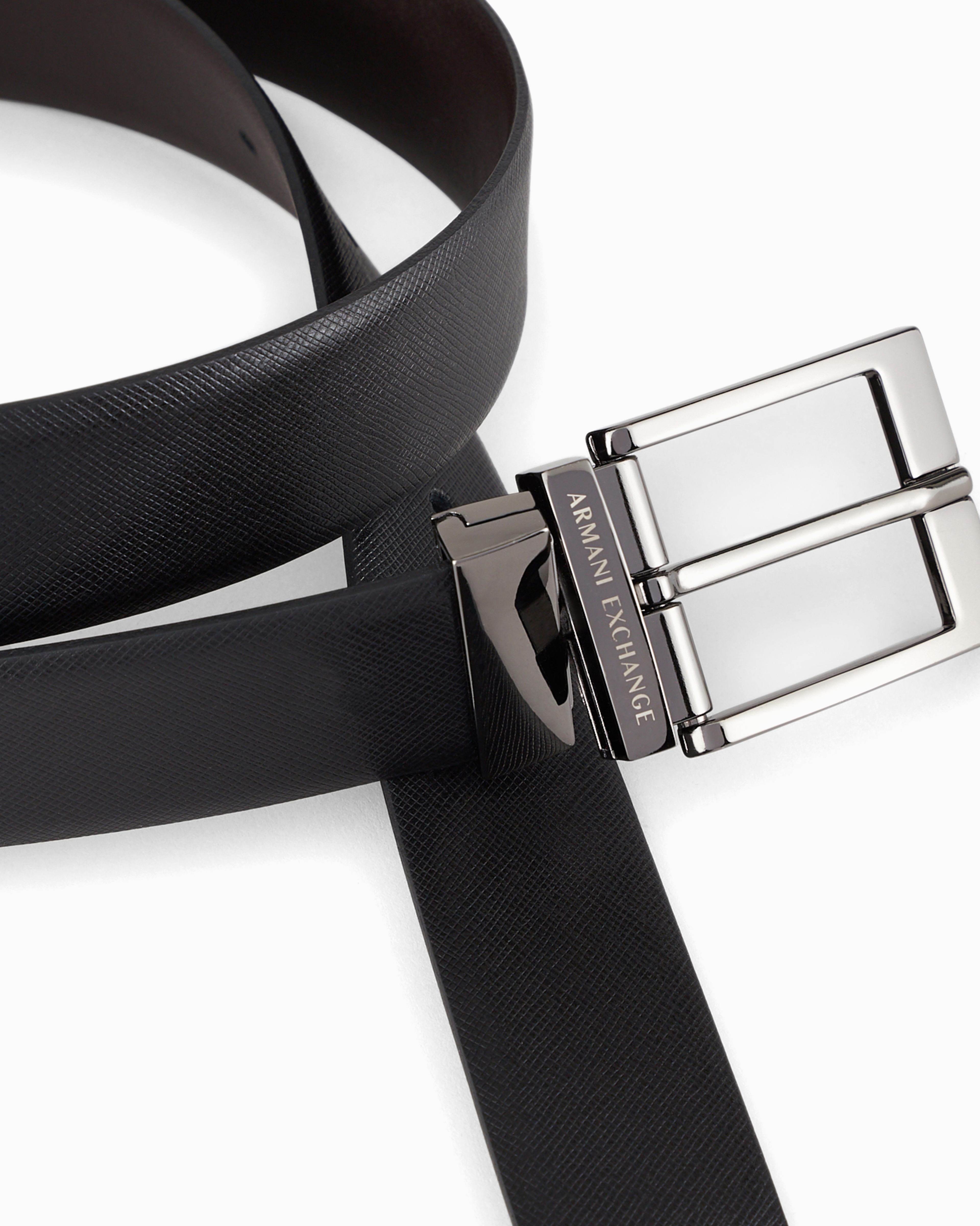 Armani Exchange - Genuine leather belt, Man, Black, Size: TU