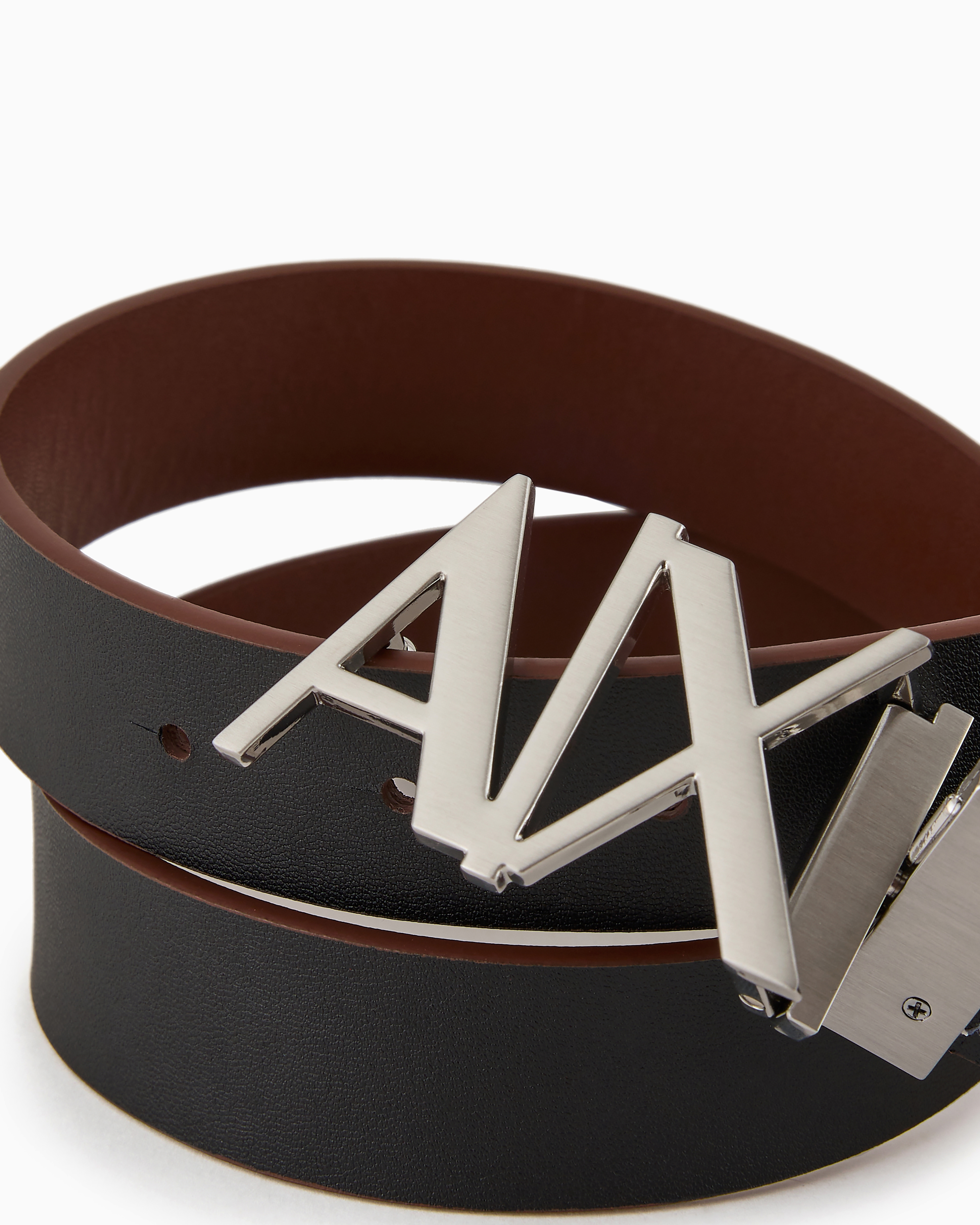 Armani Exchange - Double-sided leather belt, Man, Brown, Size: