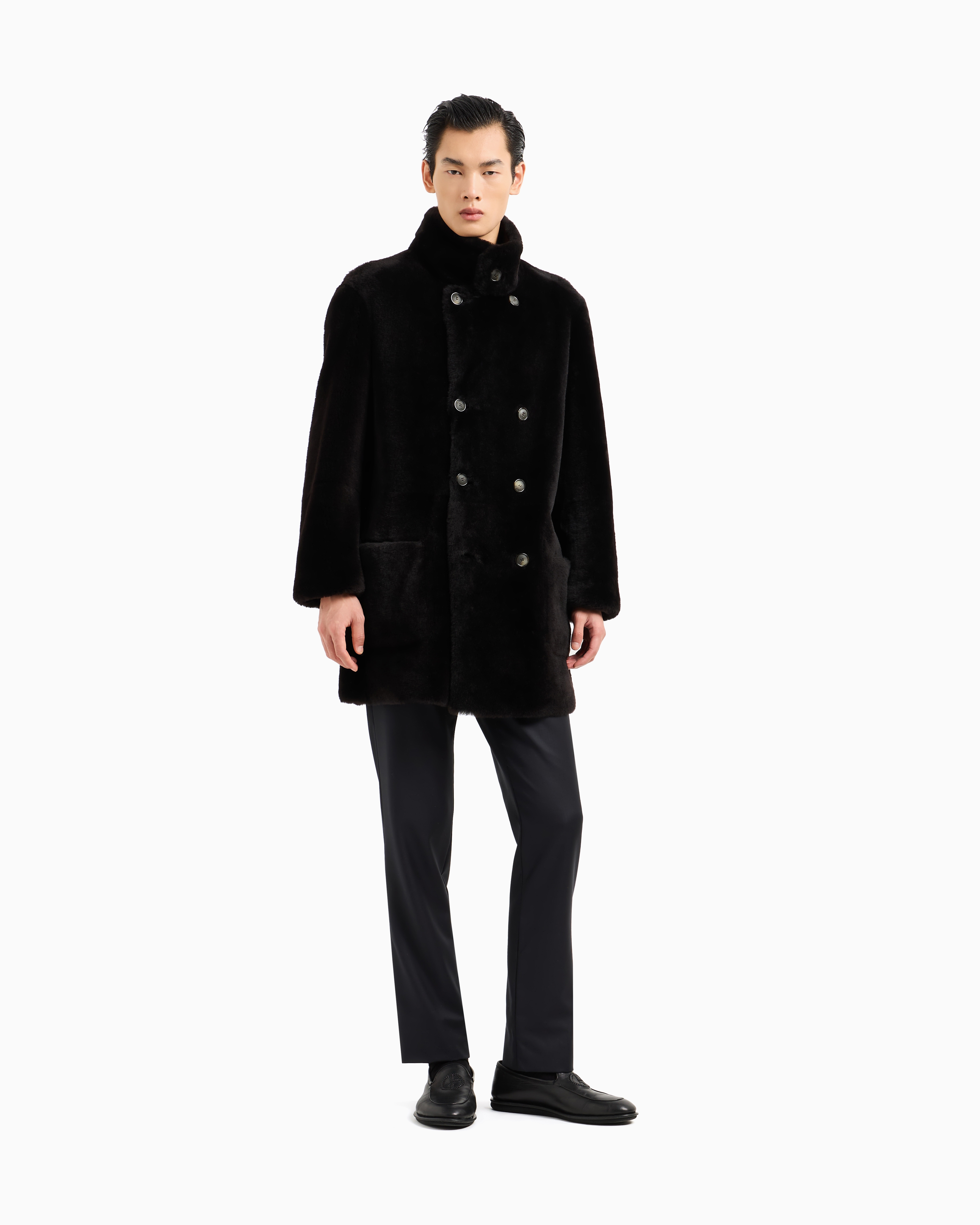 新品タグ付き✨ アンシェヌマン Cashmere Blend Pea Coat ZYXTIM Men's Wool Blend Pea Coat Notched Collar Single