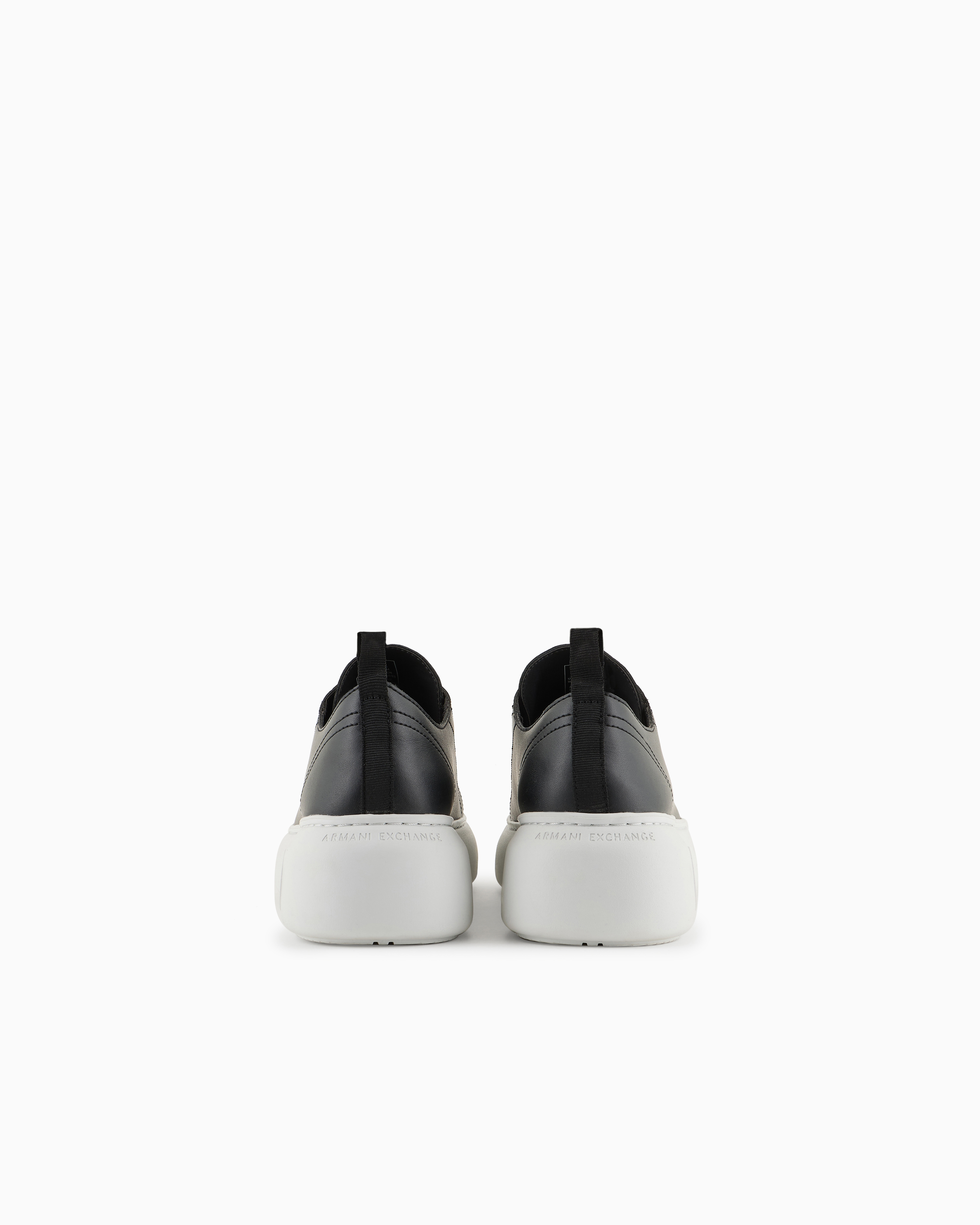 Armani Exchange - Chunky leather sneakers, Woman, Black, Size: