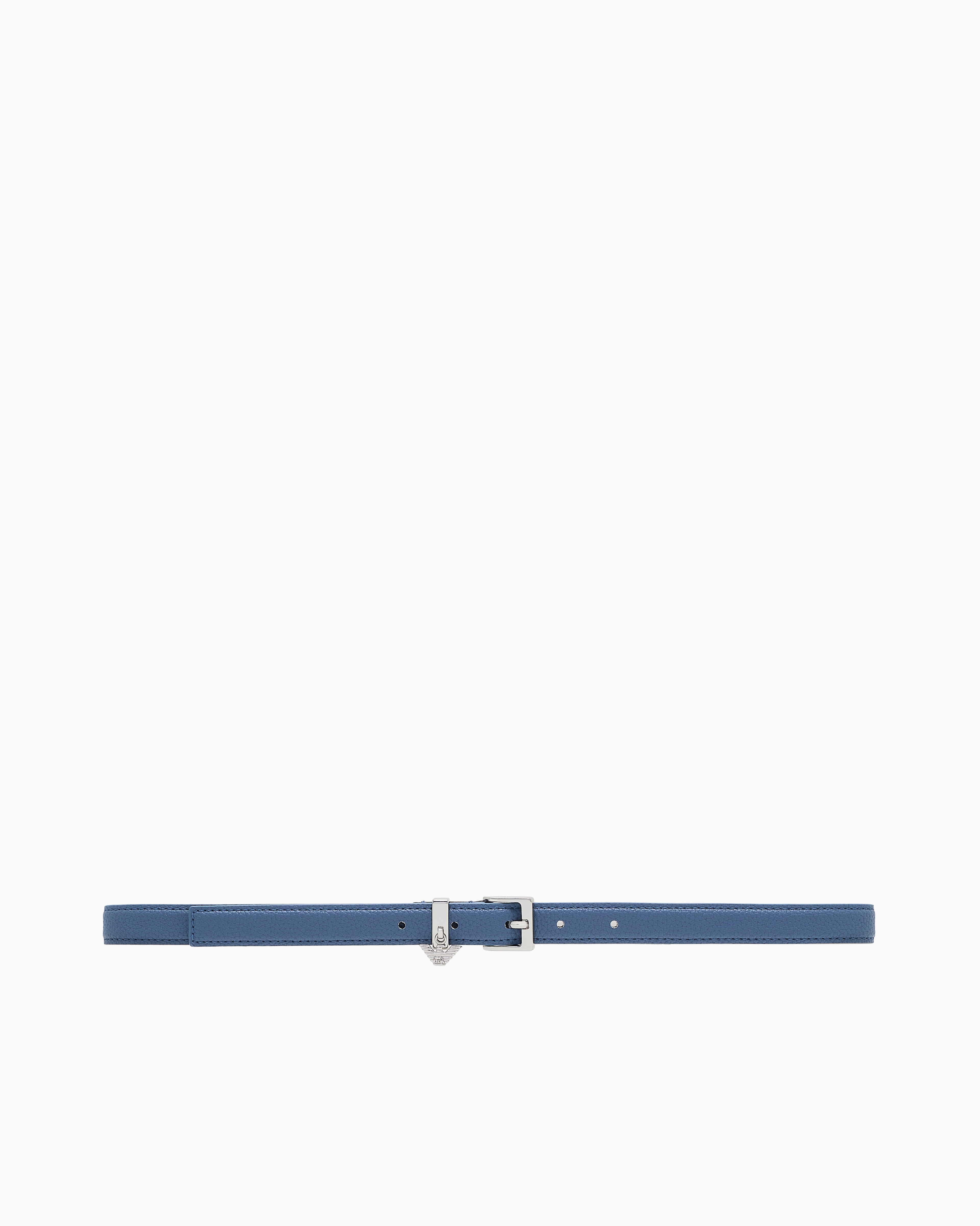 Emporio Armani - Deer-print belt with eagle logo charm, Woman, Blue, Size: