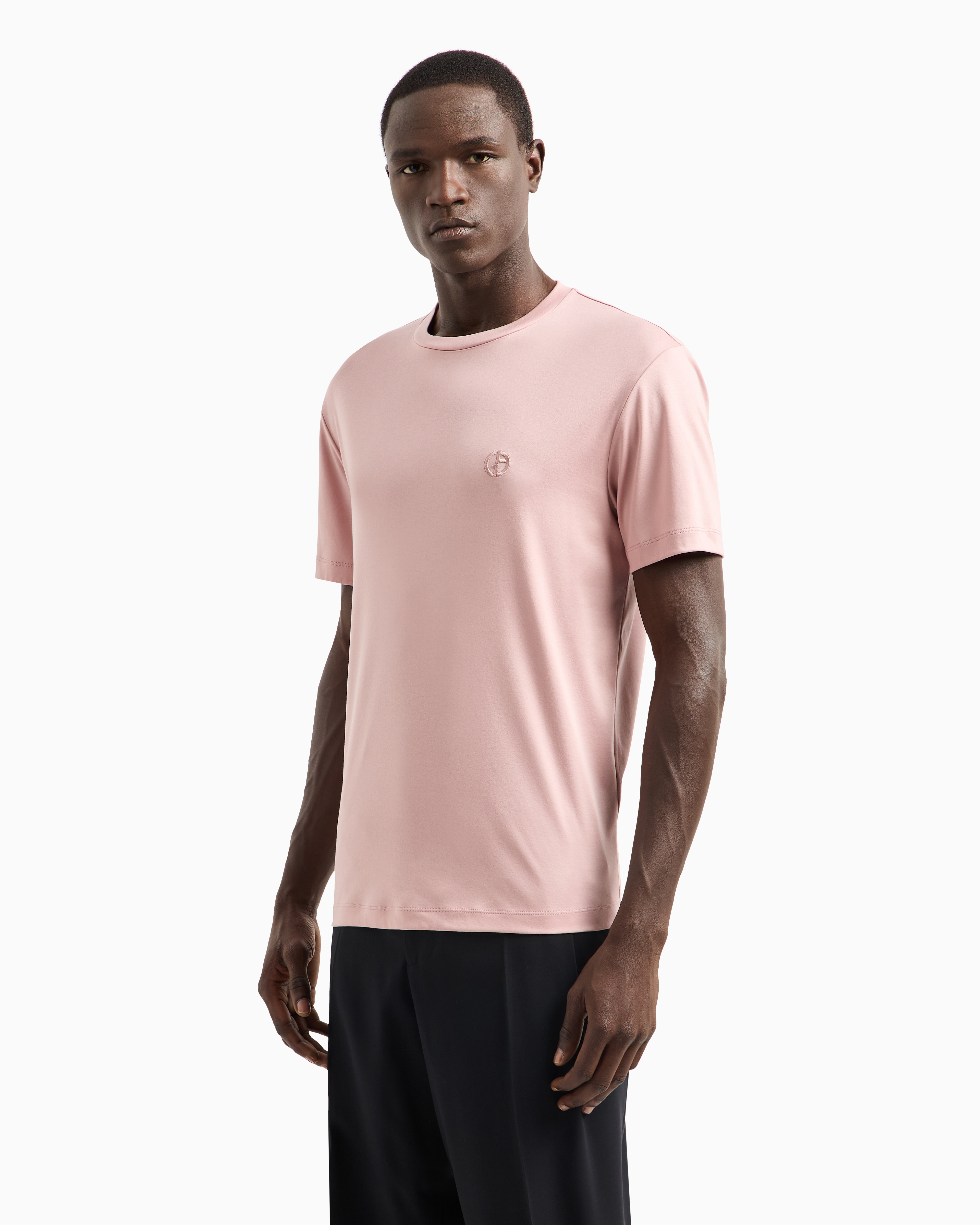 Tシャツ コットンインターロック ロゴ刺繍 | Giorgio Armani