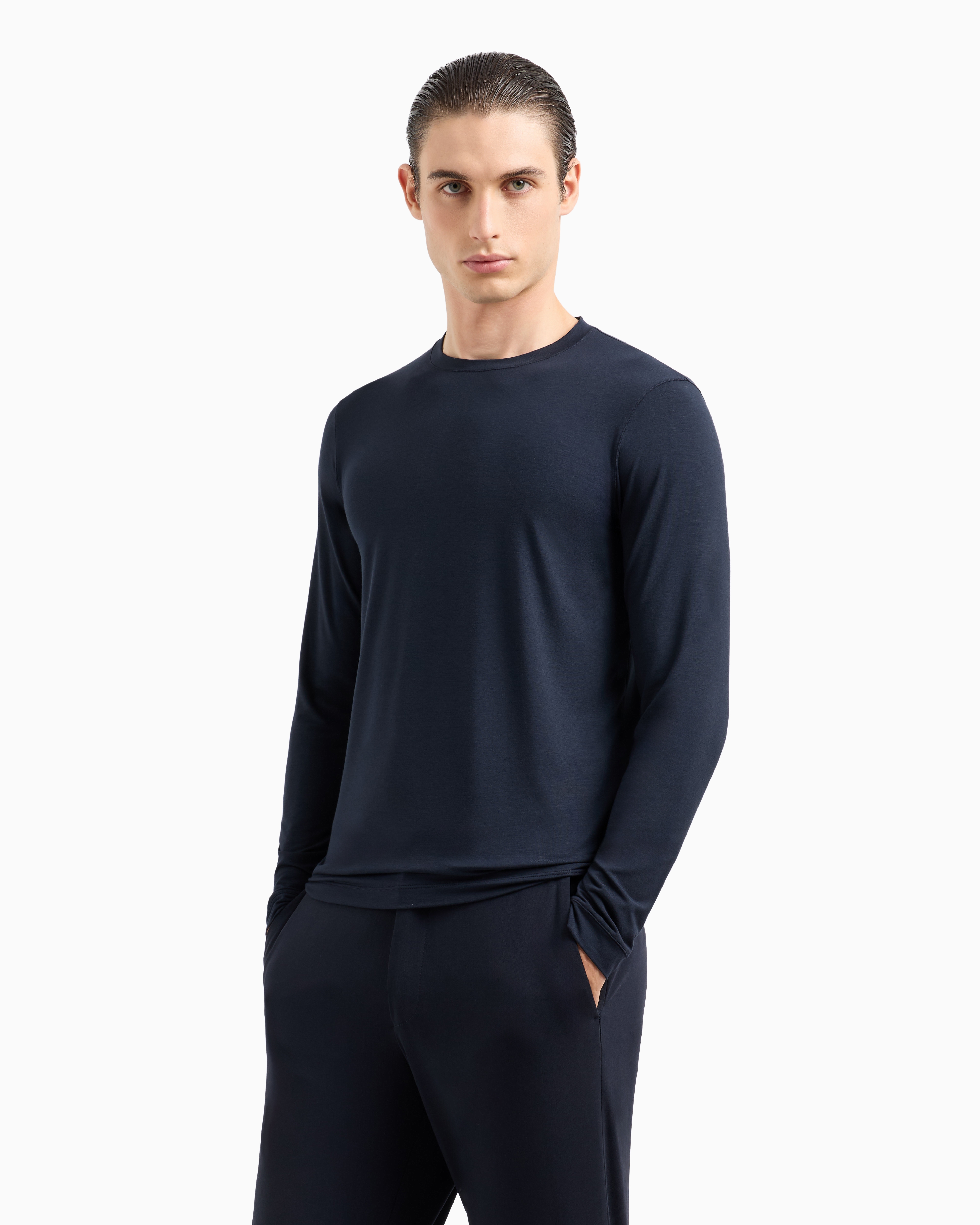 Tシャツ・カットソー GIORGIO ARMANI STRETCH VISCOSE BLEND T-SHIRT V-neck T-shirt Icon in stretch viscose jersey | Giorgio Armani