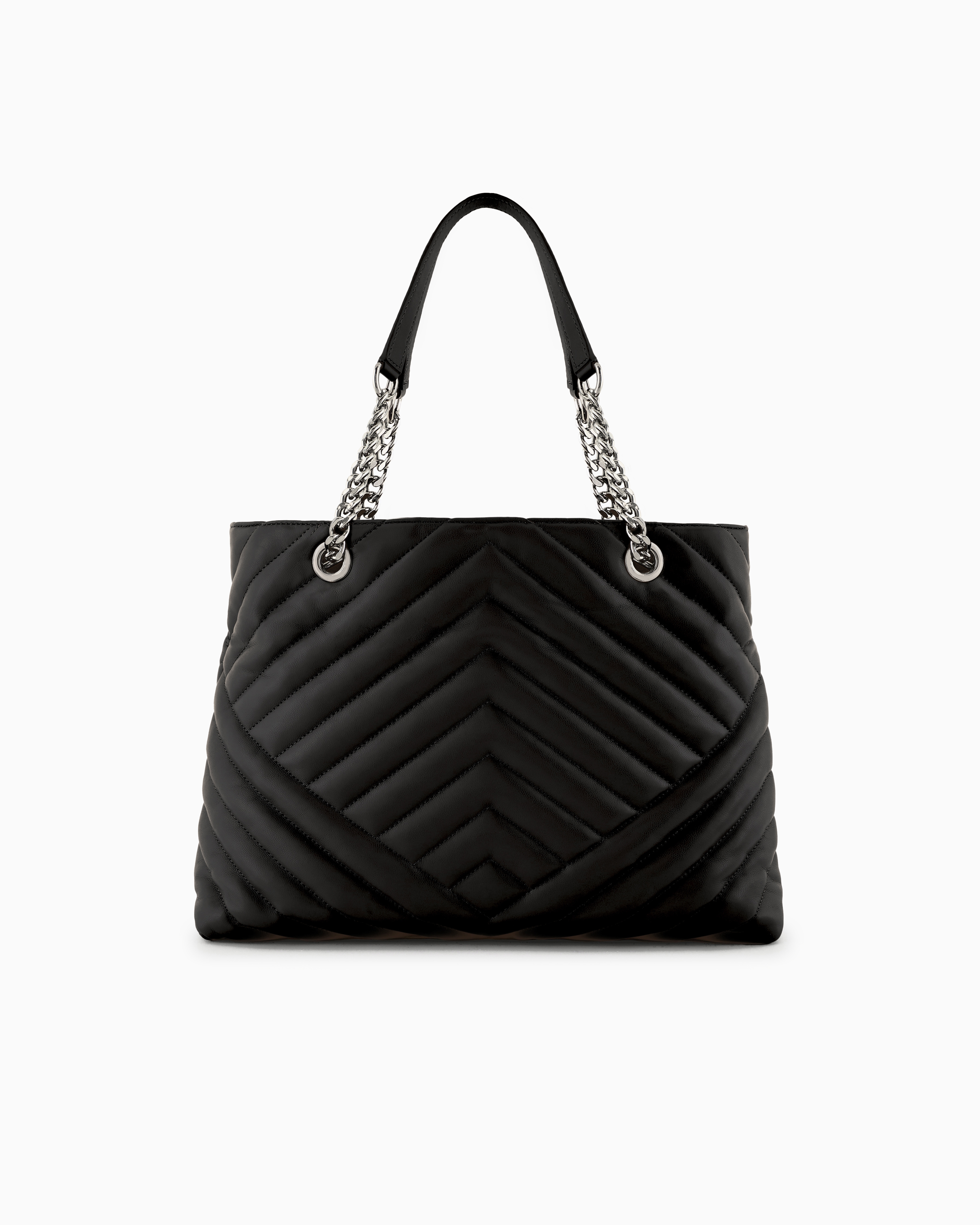 Armani Exchange - Quilted shopper bag with chain handles, Woman, Black, Size: TU