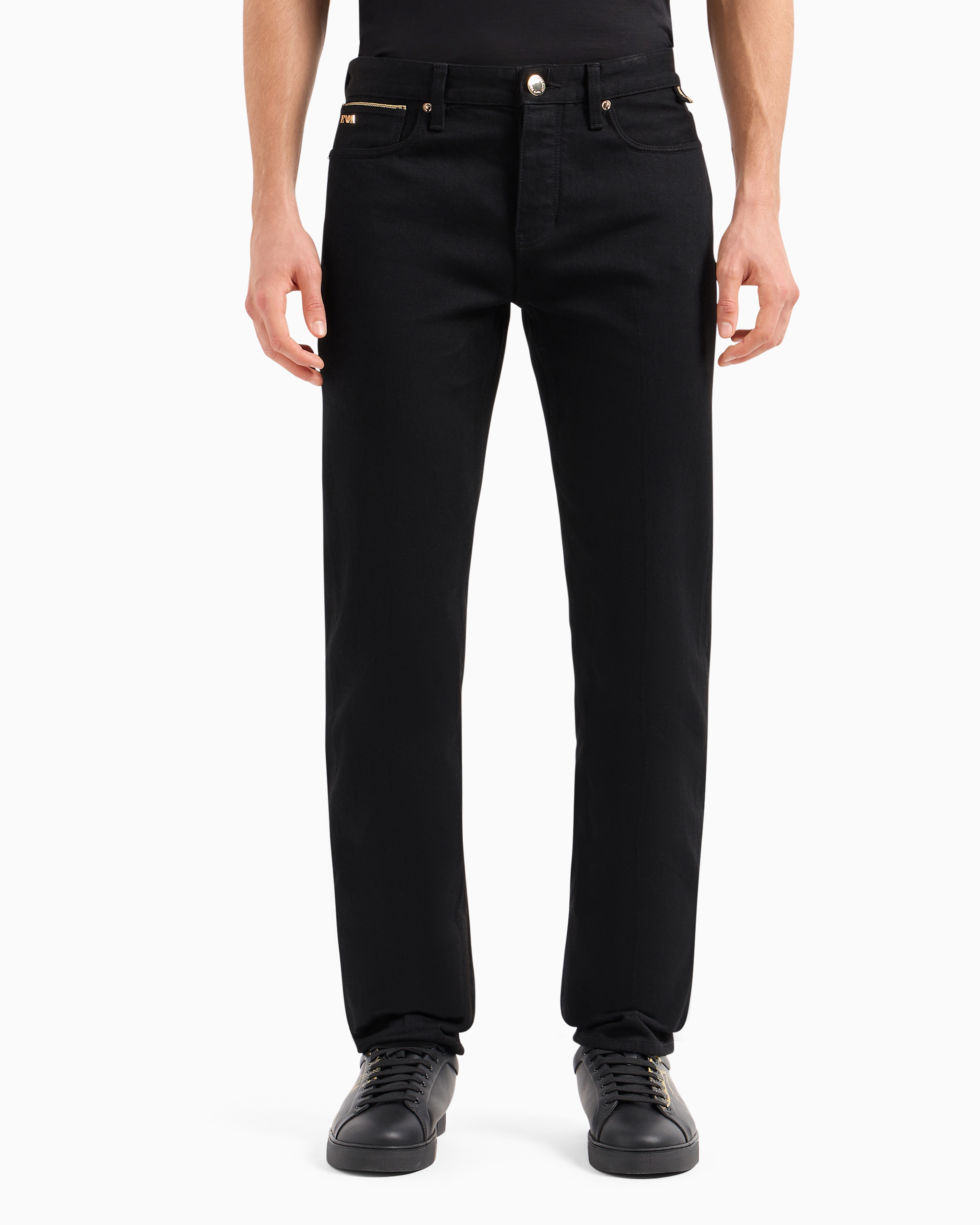 J75 Slim-fit stretch denim jeans with gold details | Emporio
