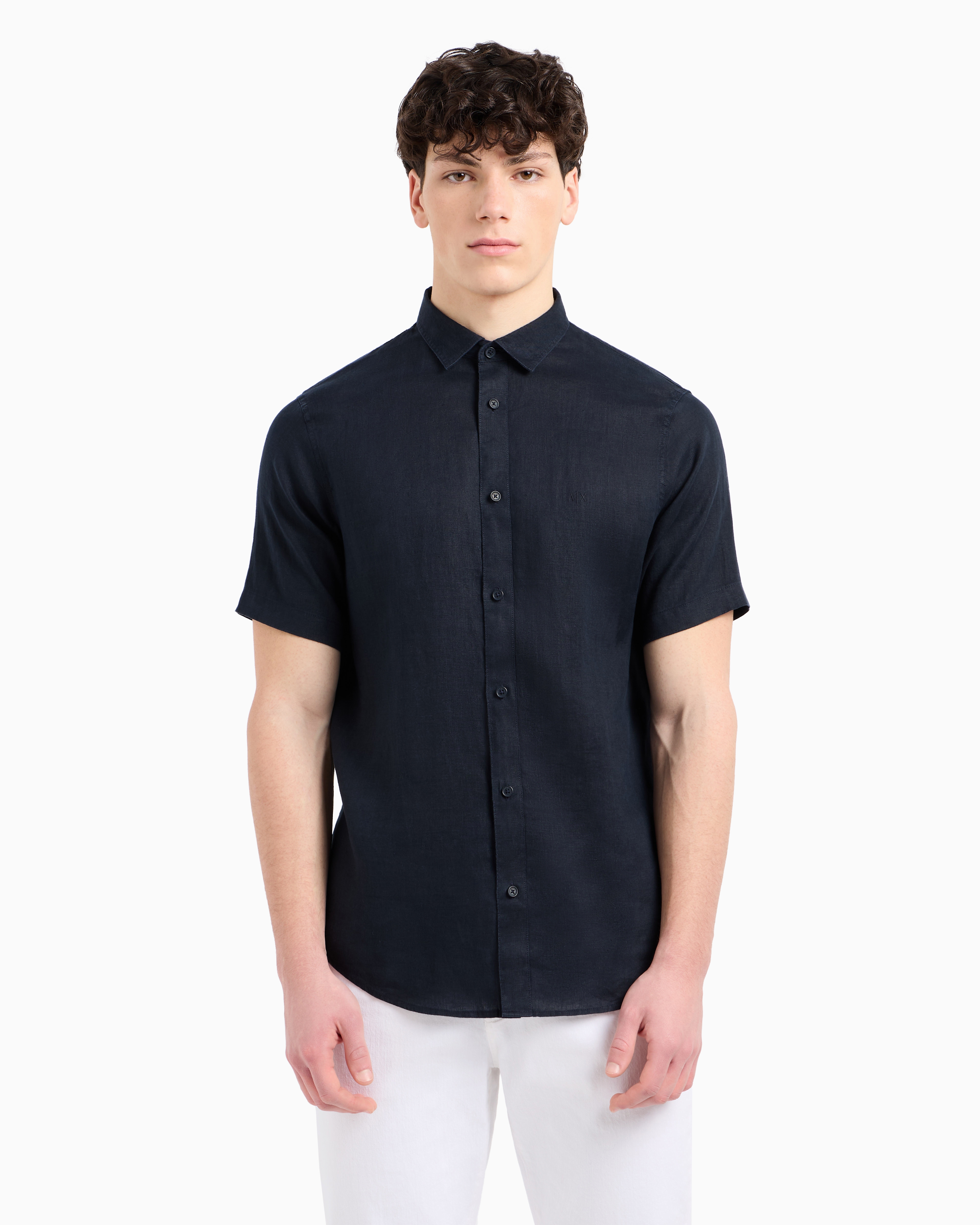 Armani Exchange - Casual Shirts, Man, Navy Blue, Size: