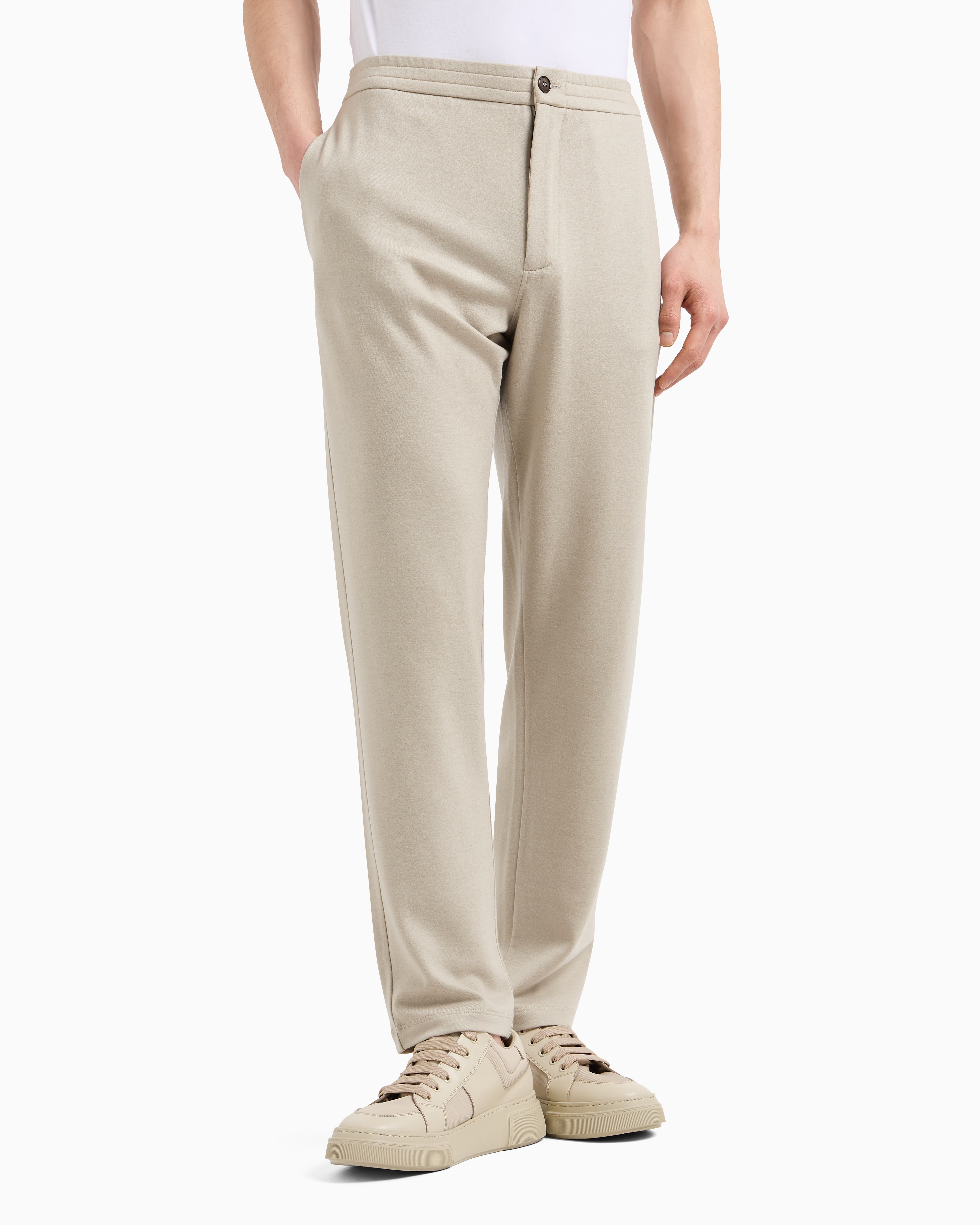 Giorgio Armani Trousers In Pure Cashmere Jersey Cloth In Neutral