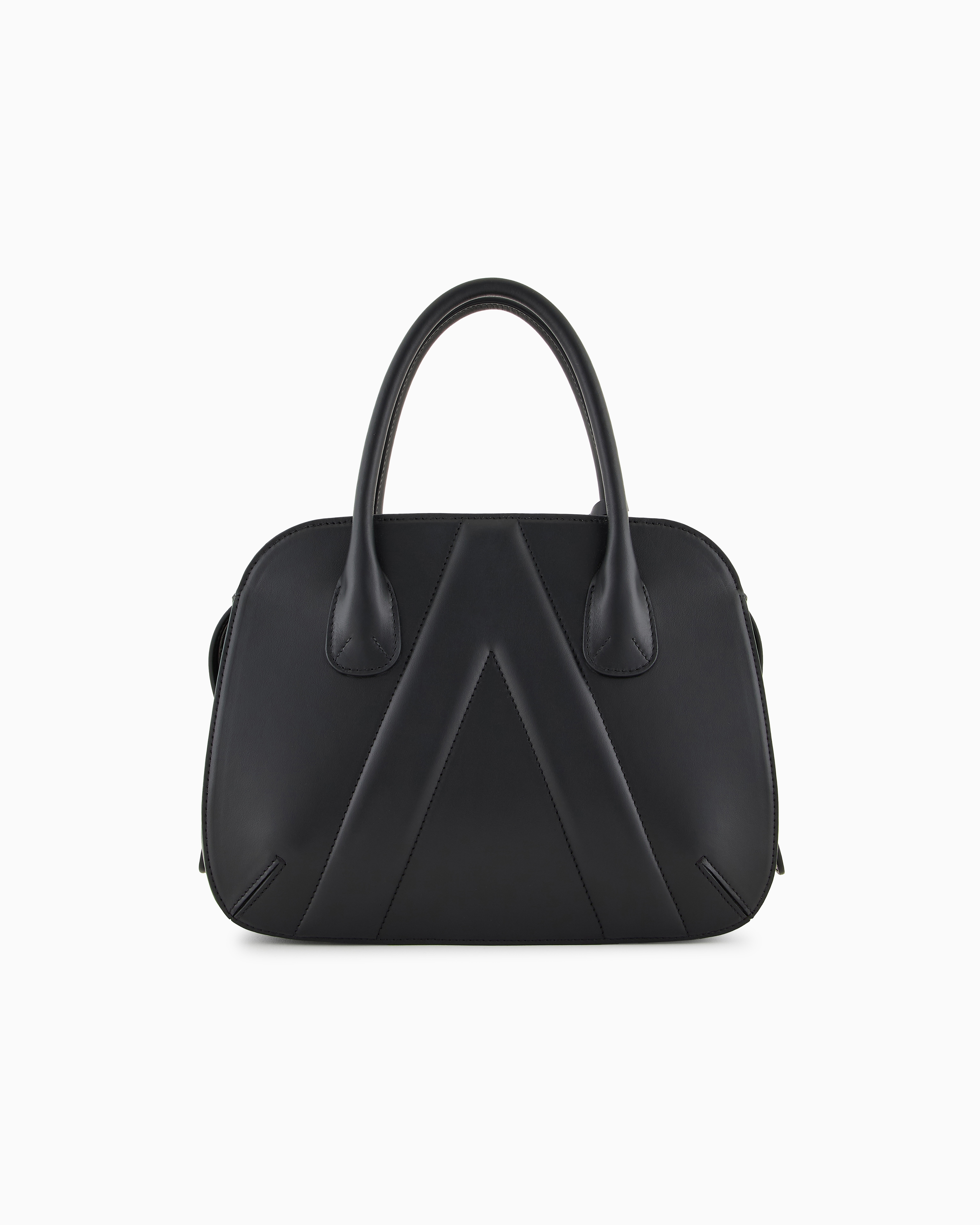 Giorgio Armani Small Leather La Prima Boston Bag In Black