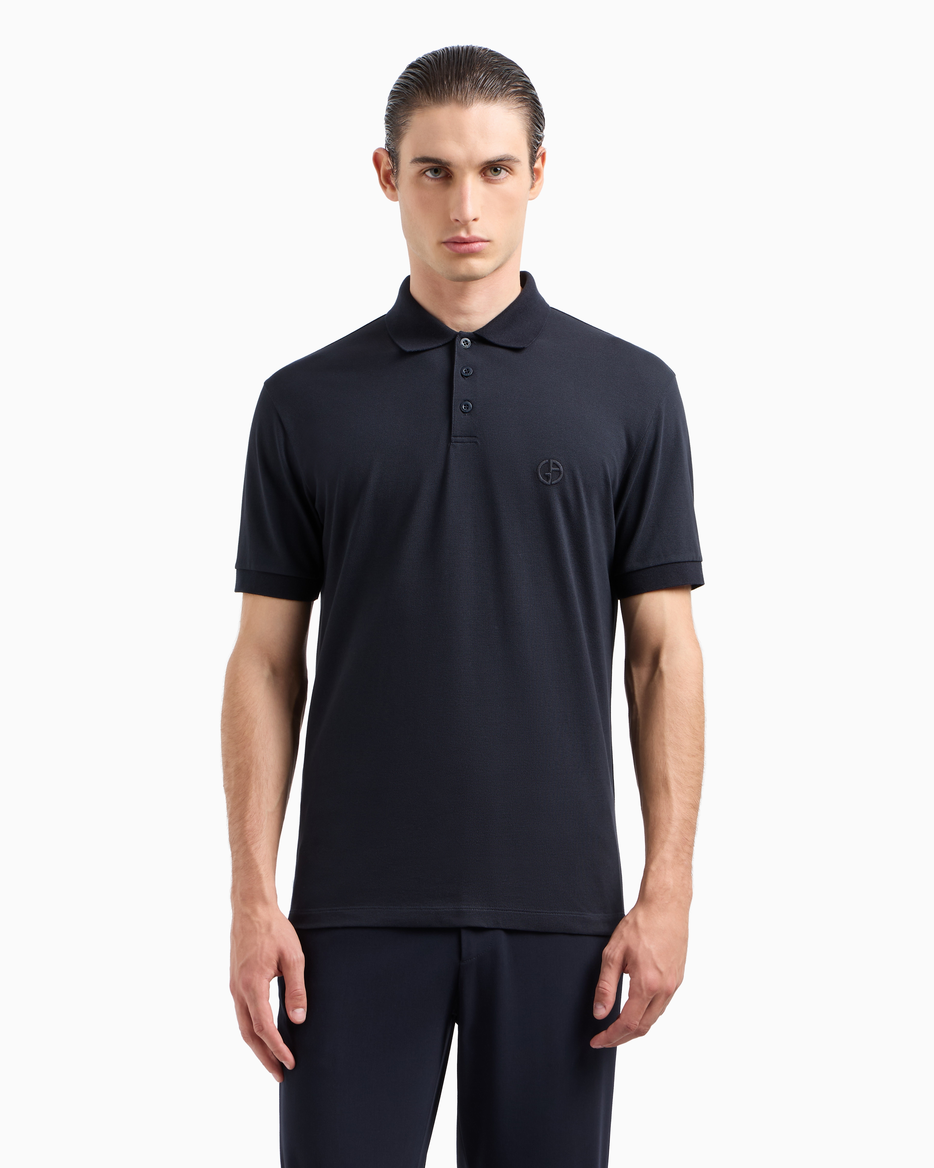 Tシャツ・カットソー Fay SS25 Cotton jersey polo shirt (NPMB250143TUY1 C209) Polo Shirt in Stretch Cotton SKY BLUE Man