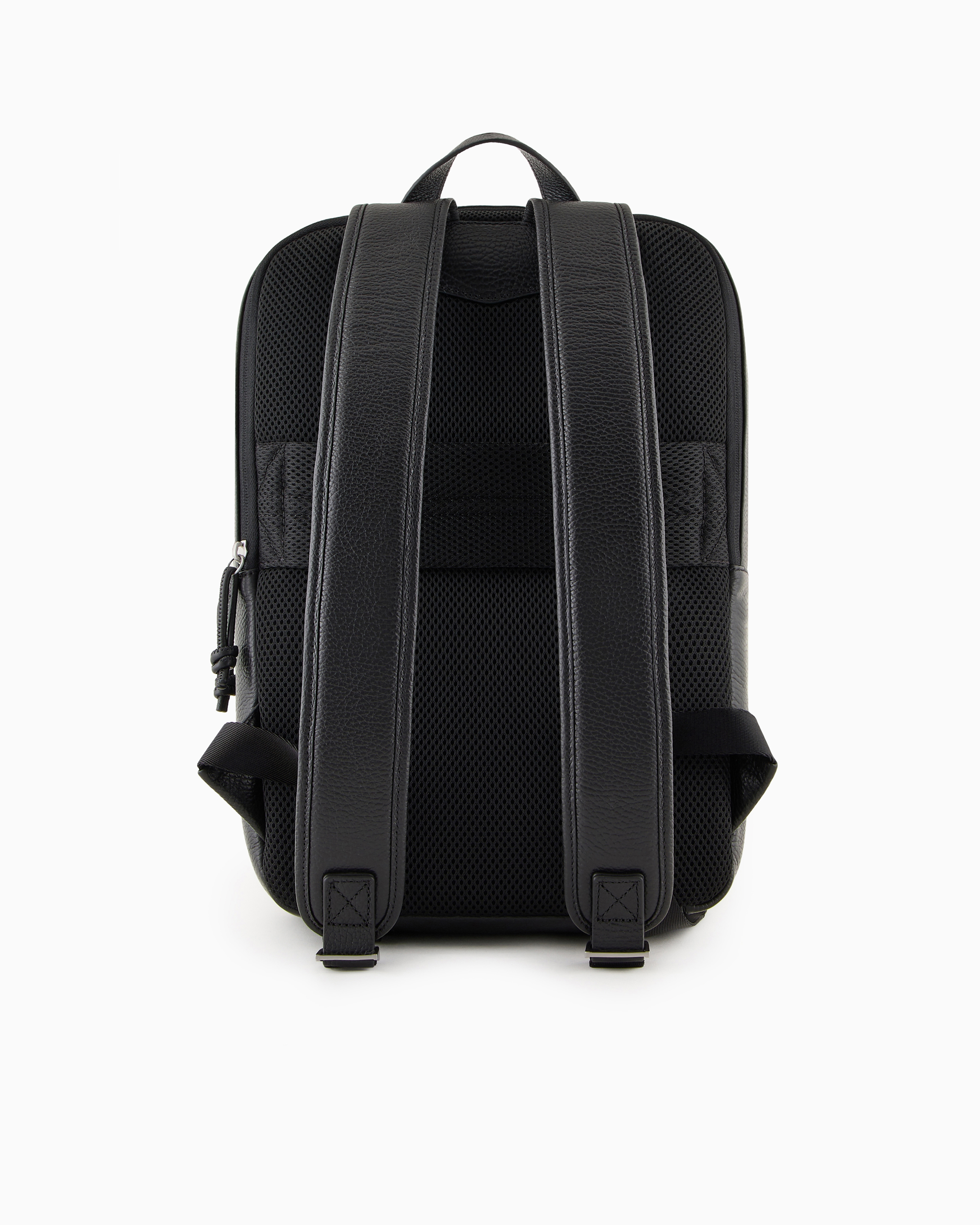 Emporio Armani - Tumbled-leather backpack with laptop compartment, Man, Black, Size: TU