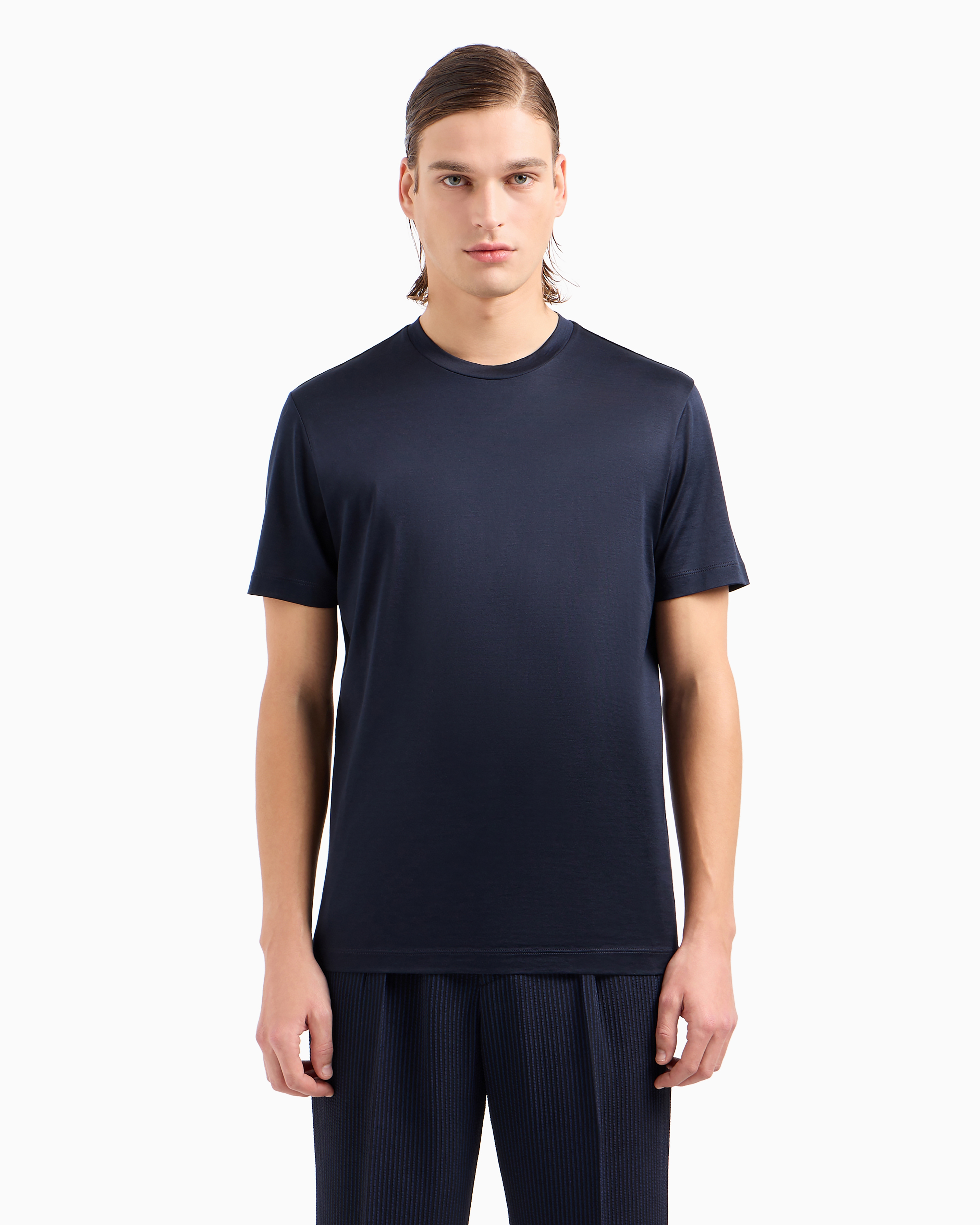 Tシャツ・カットソー GIORGIO ARMANI Giorgio Armani Silk T-shirt Printed silk and Lyocell crew-neck T-shirt | Giorgio Armani