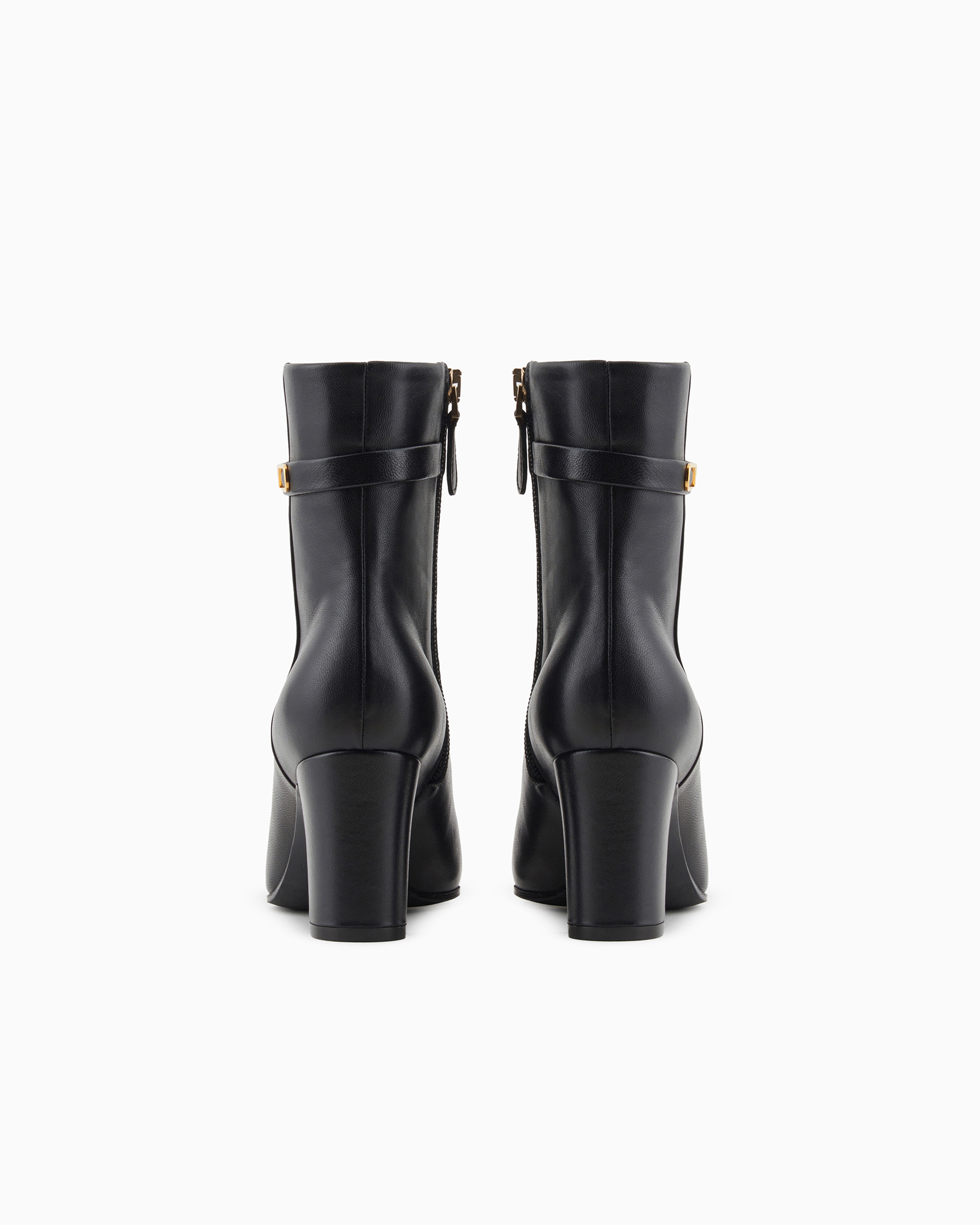 Nappa-leather high-heeled ankle boots with eagle plate