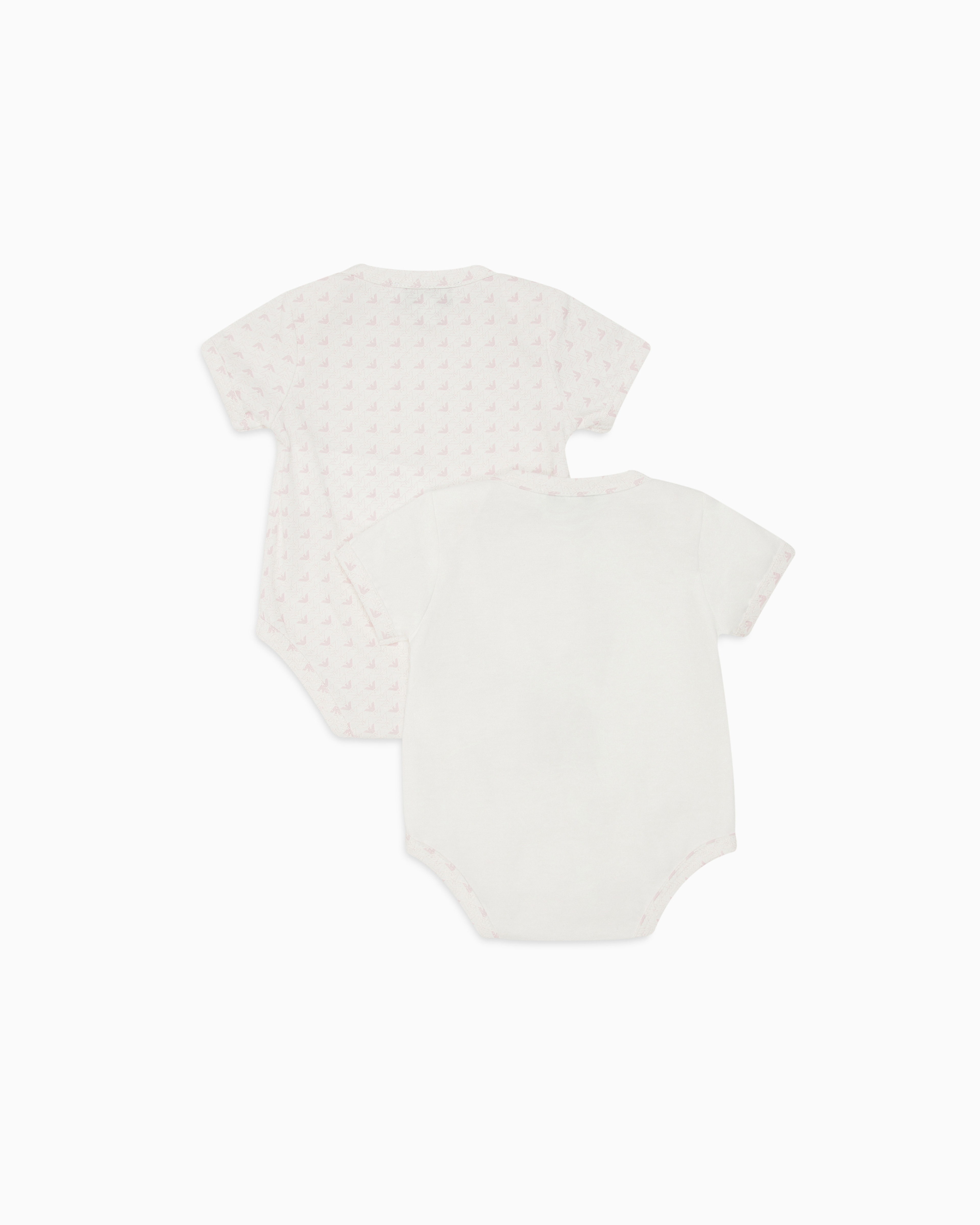 Emporio Armani Pack Of Two Jersey Bodysuits With Op-art Eagles And Logo In White
