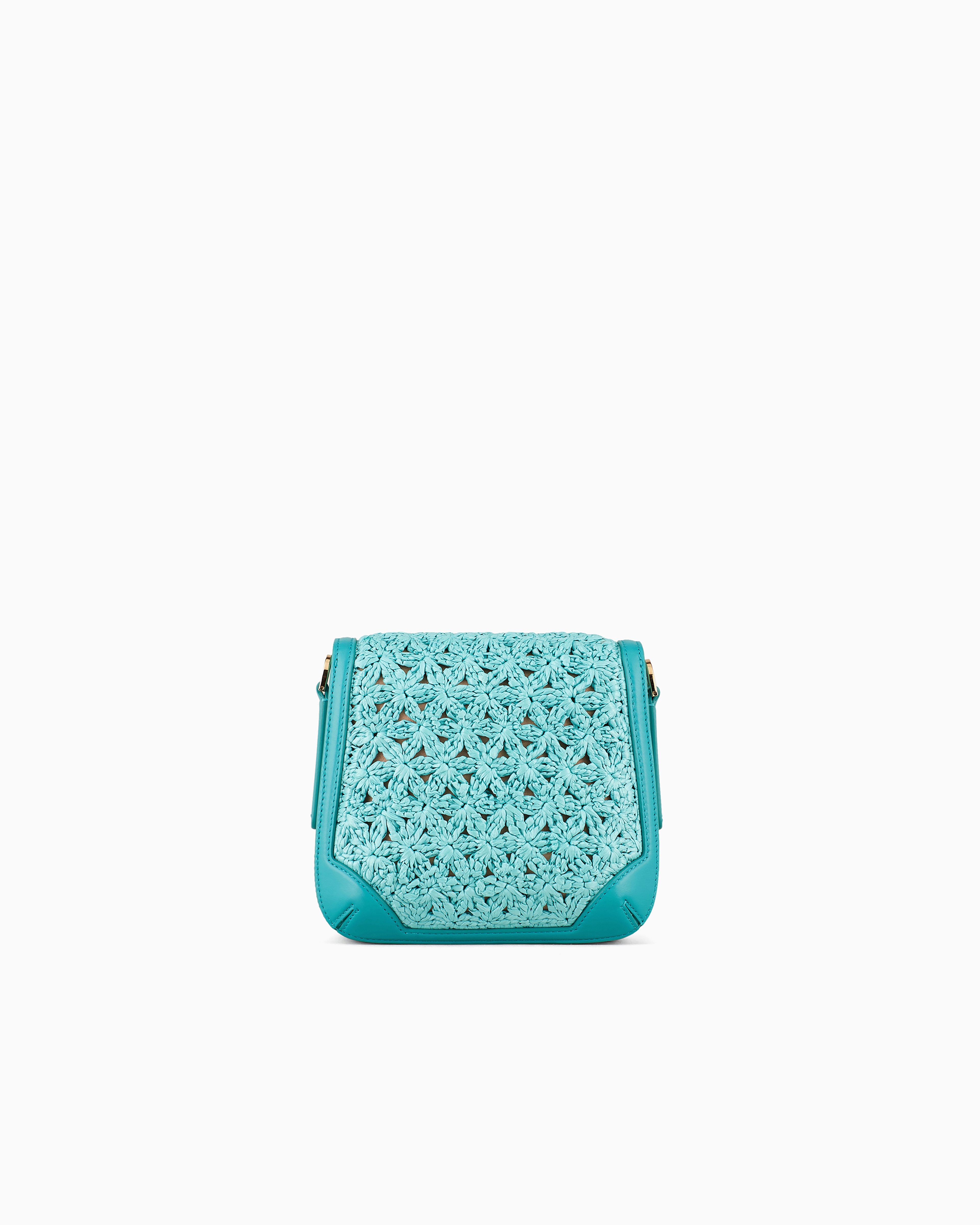 Giorgio Armani La Prima Shoulder Bag In Plaited Raffia And Leather In Blue