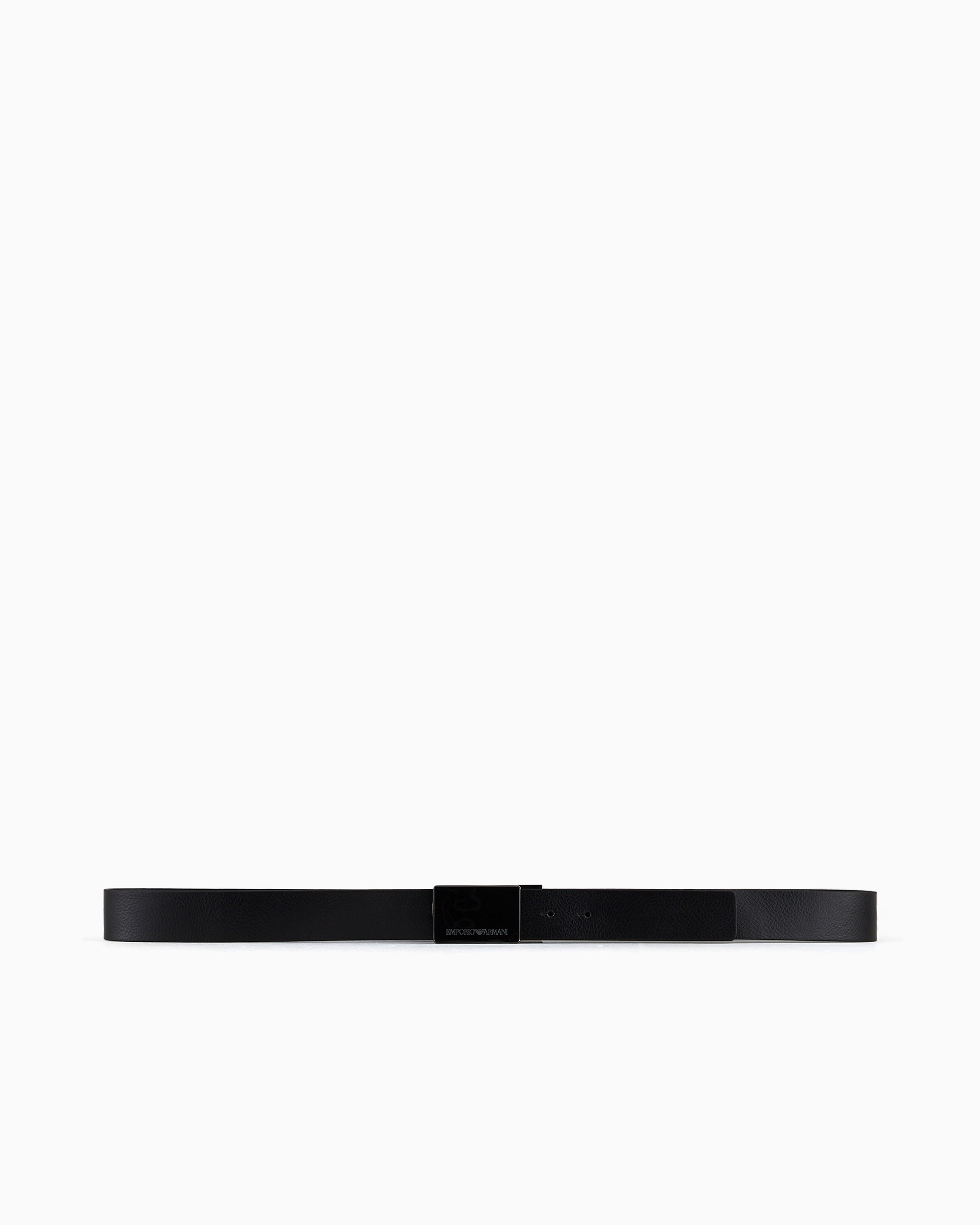 Pebbled leather belt with plate | Emporio Armani