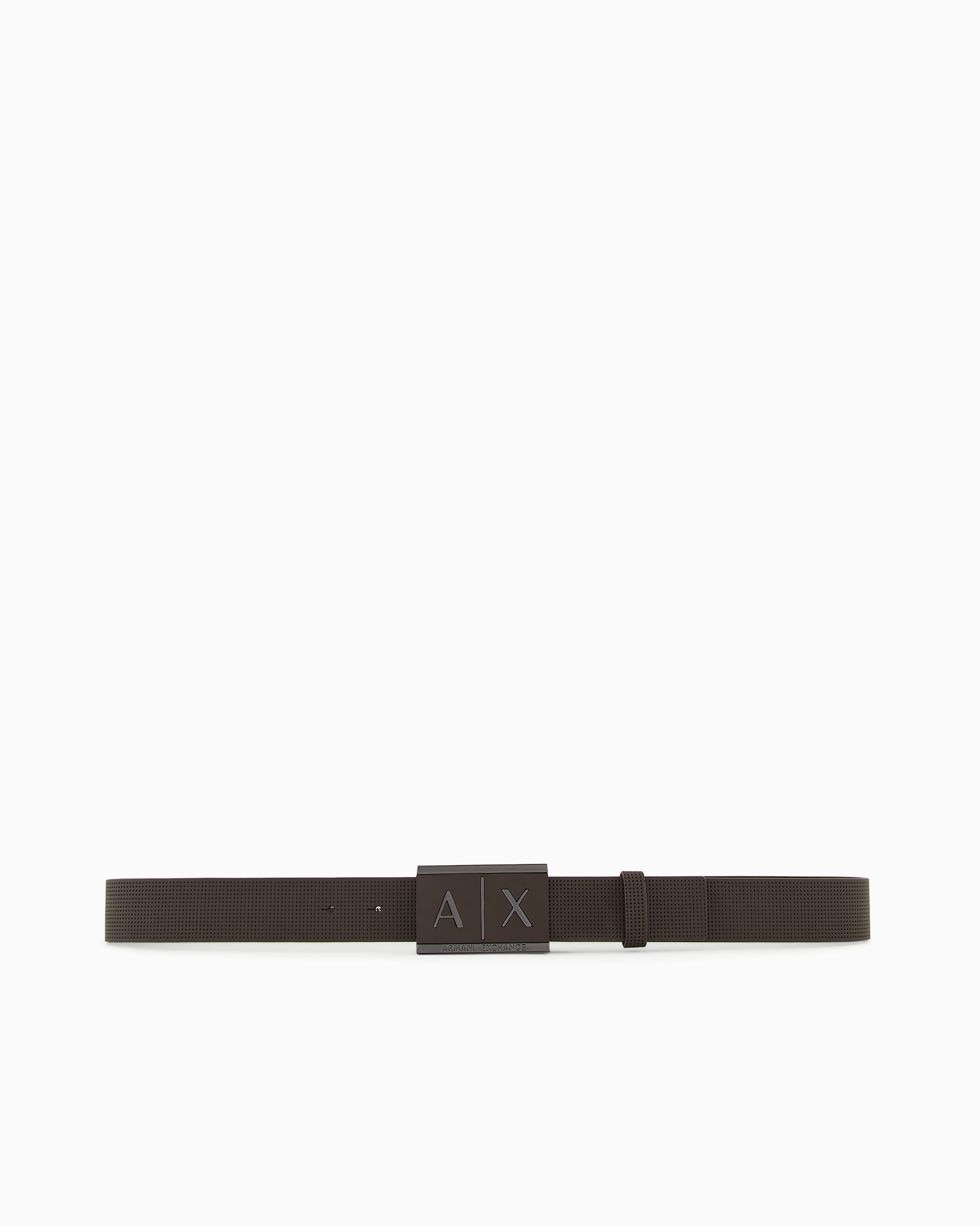 Armani Exchange - Leather belt with rectangular buckle, Man, Brown, Size: