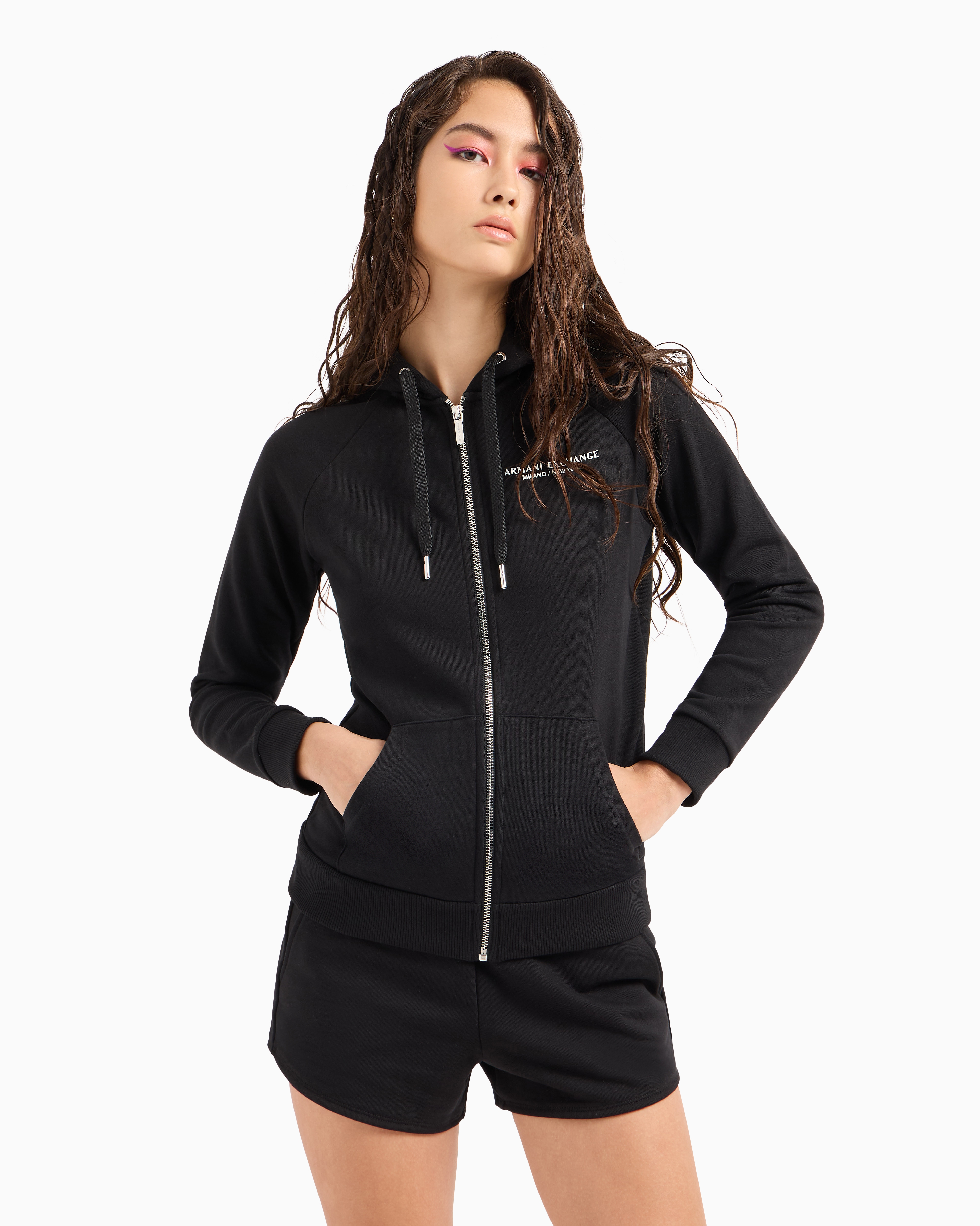 Armani Exchange - Hoodie with logo, Woman, Black, Size: