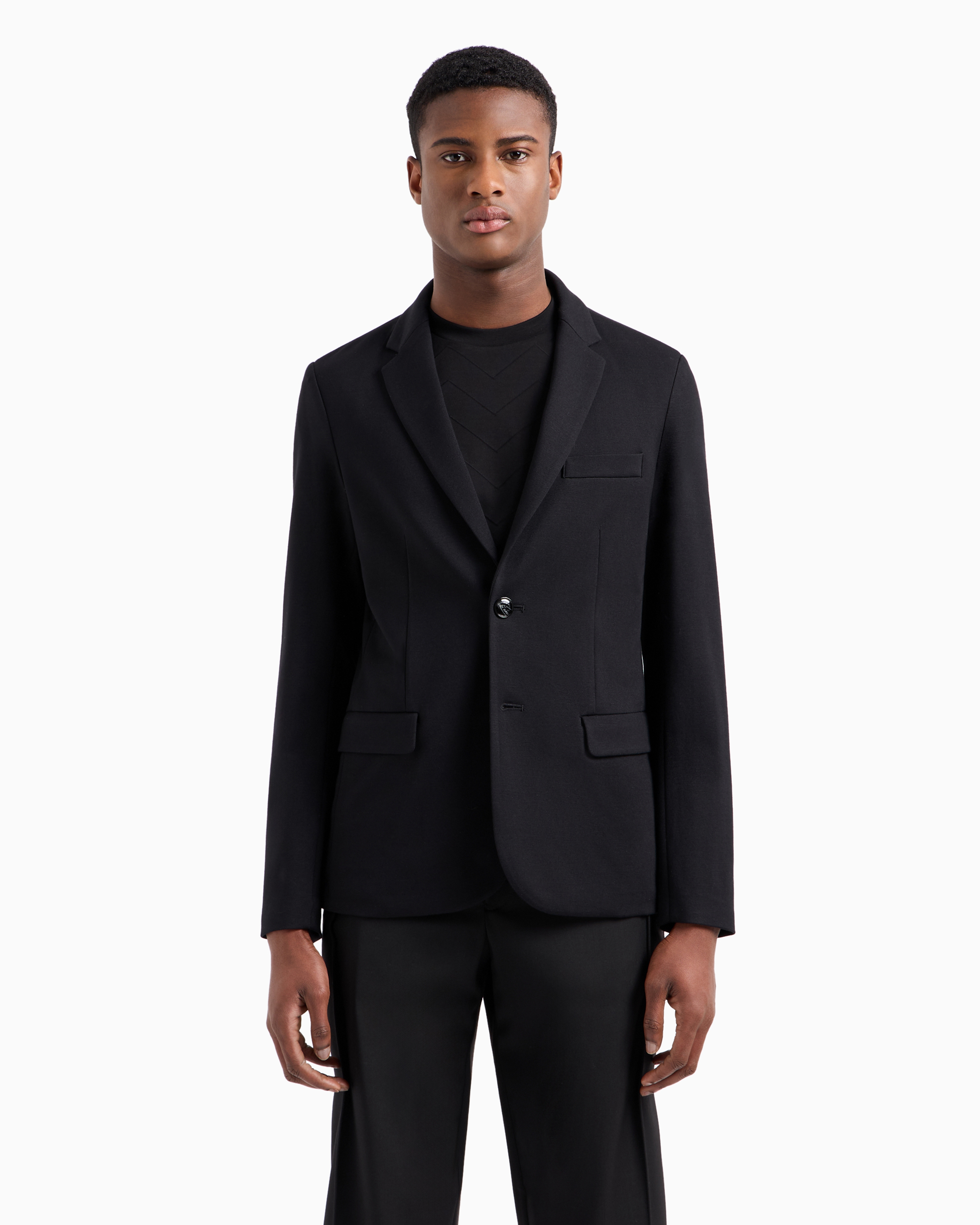 Stitched-jersey single-breasted jacket | Emporio Armani
