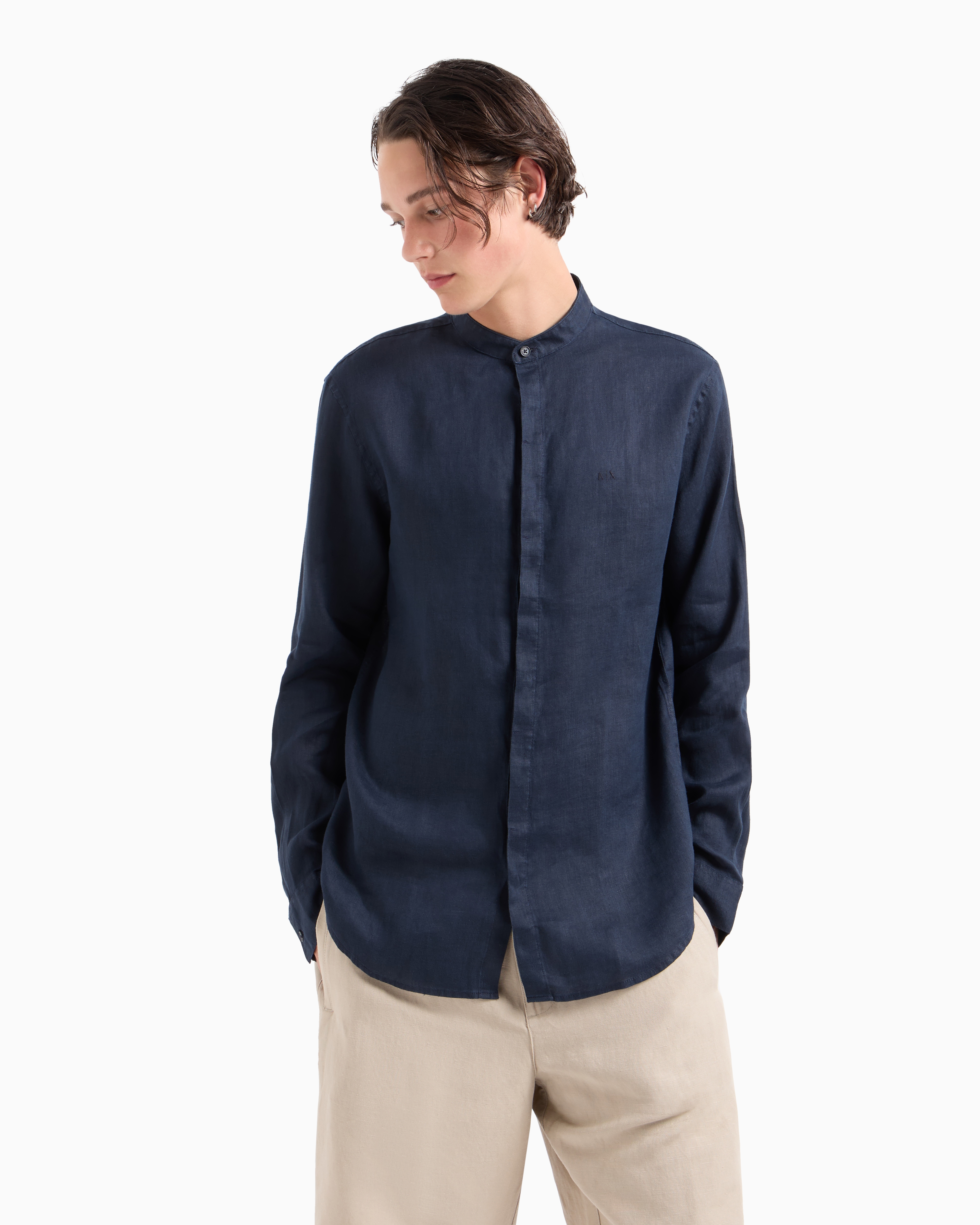 Armani Exchange - Casual Shirts, Man, Navy Blue, Size: