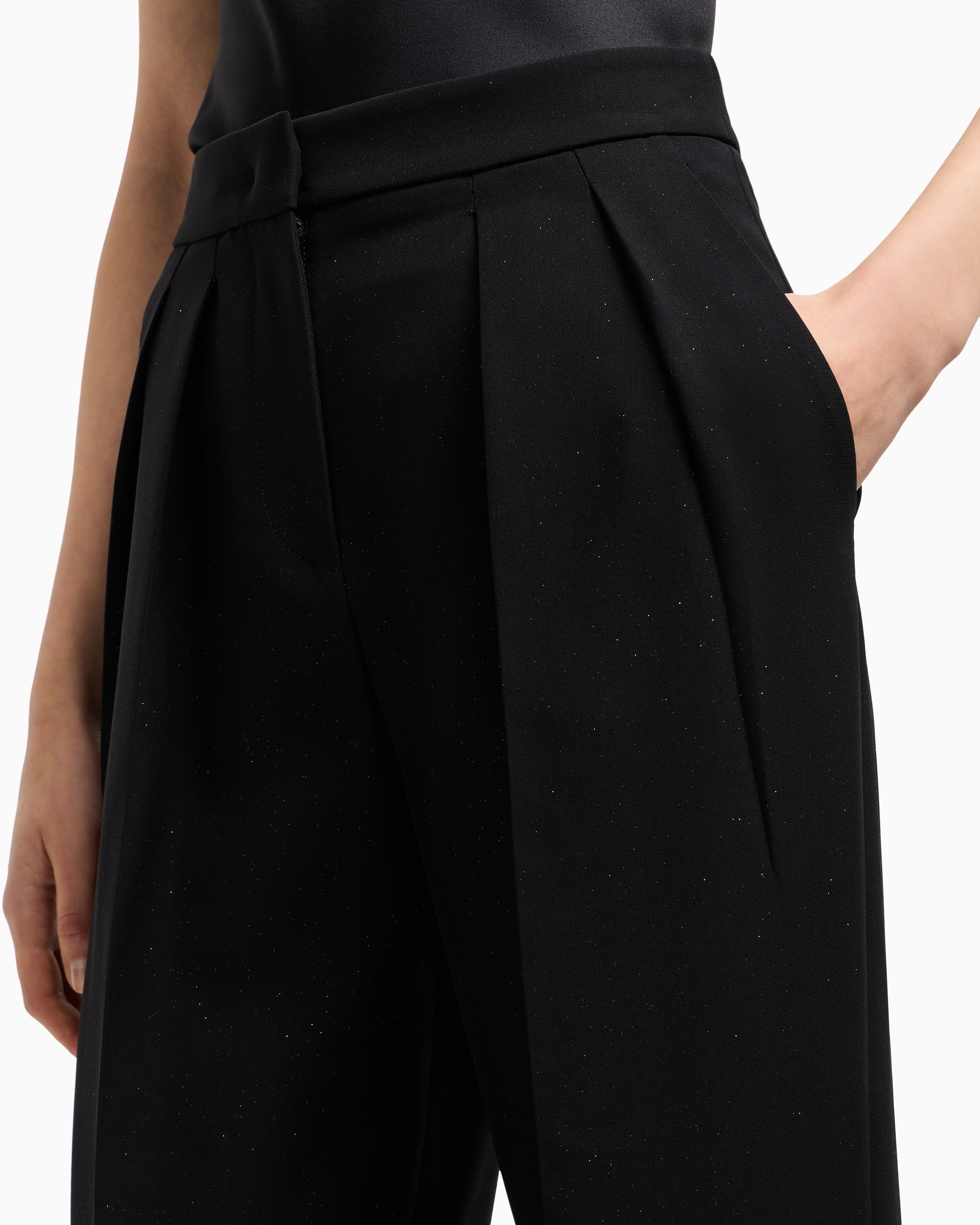 Giorgio Armani Double-sided Silk-satin Two-pleat Trousers In Black