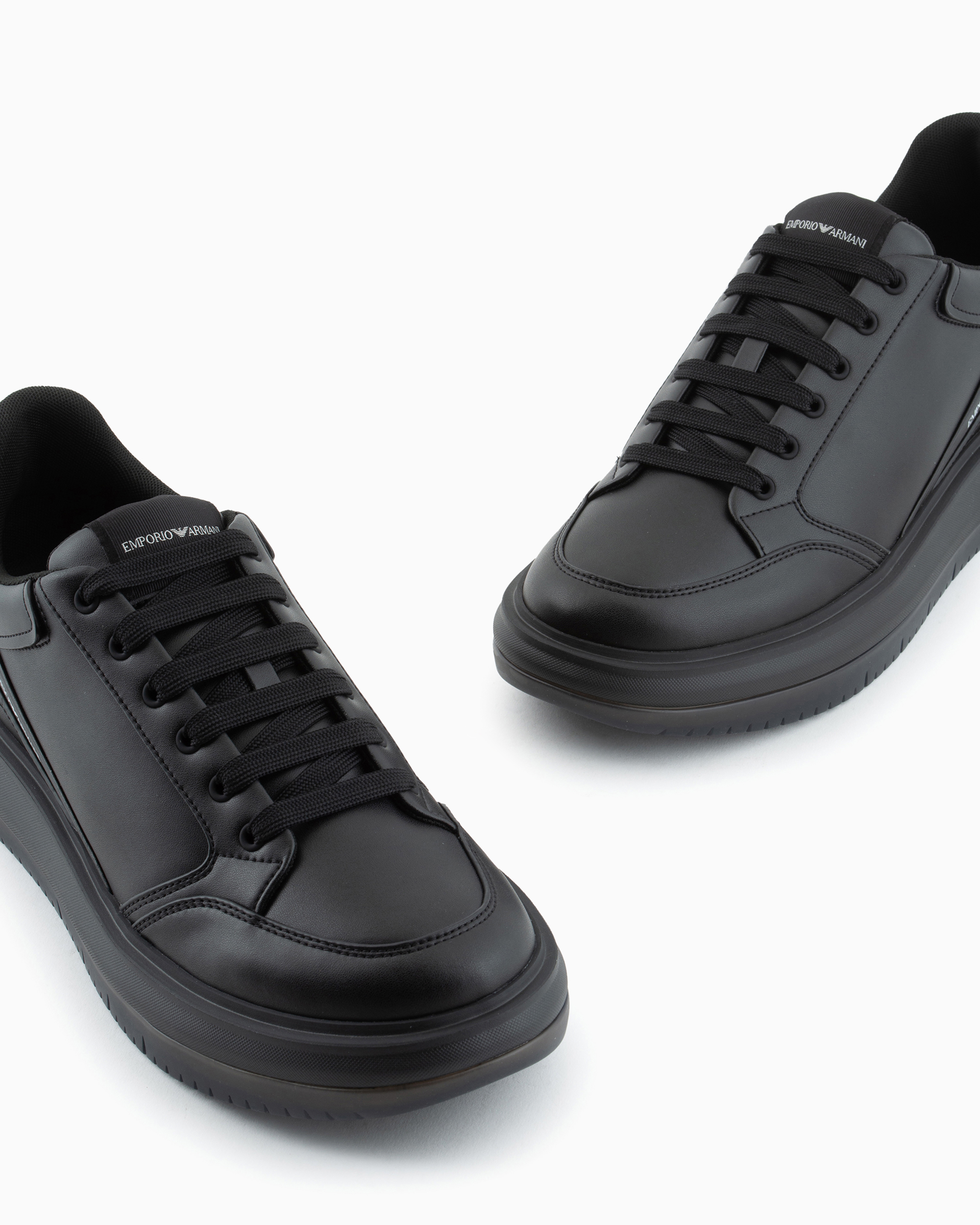 Leather sneakers with side logo | Emporio Armani