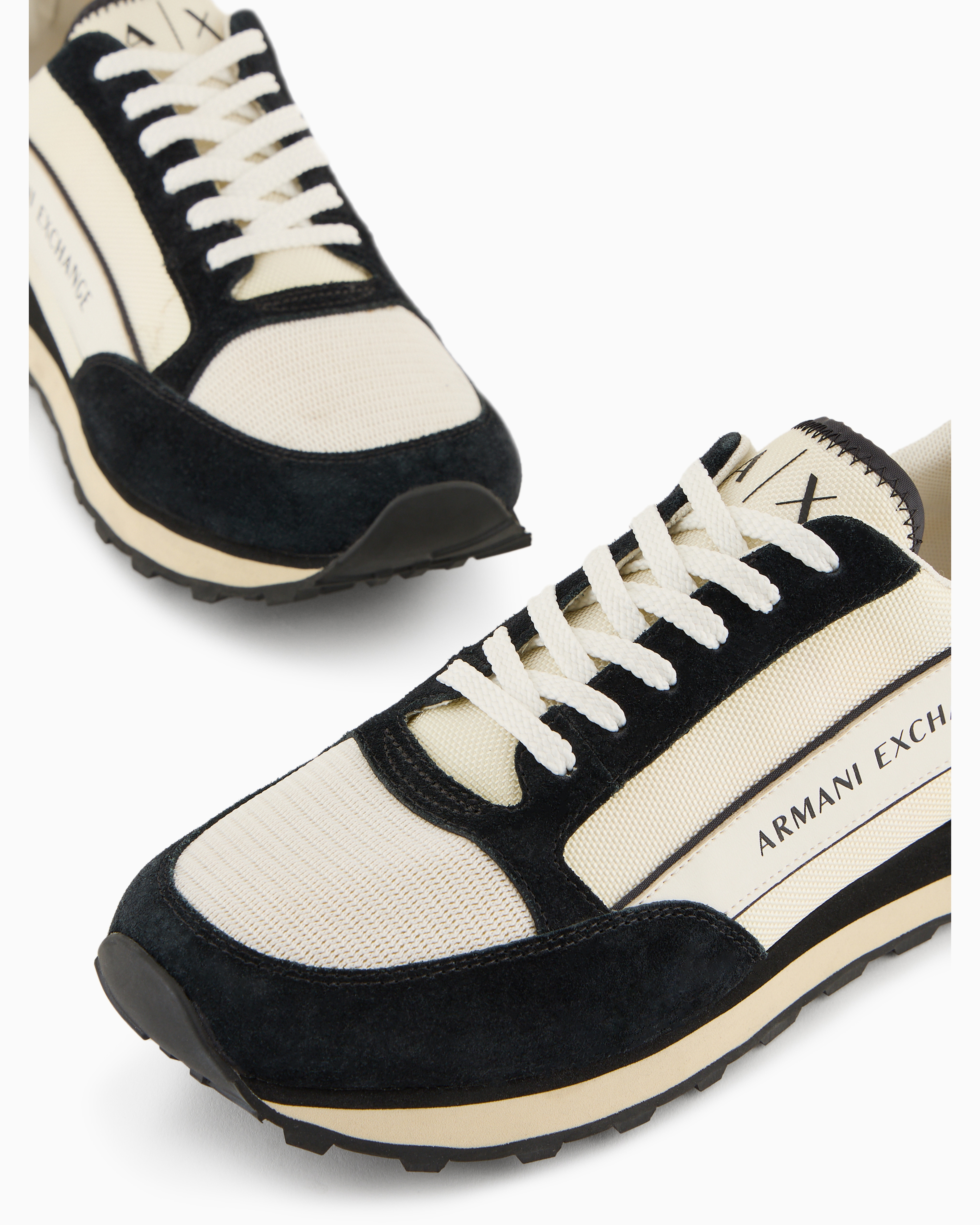 Armani Exchange - Suede sneakers with mesh inserts, Man, Black, Size: