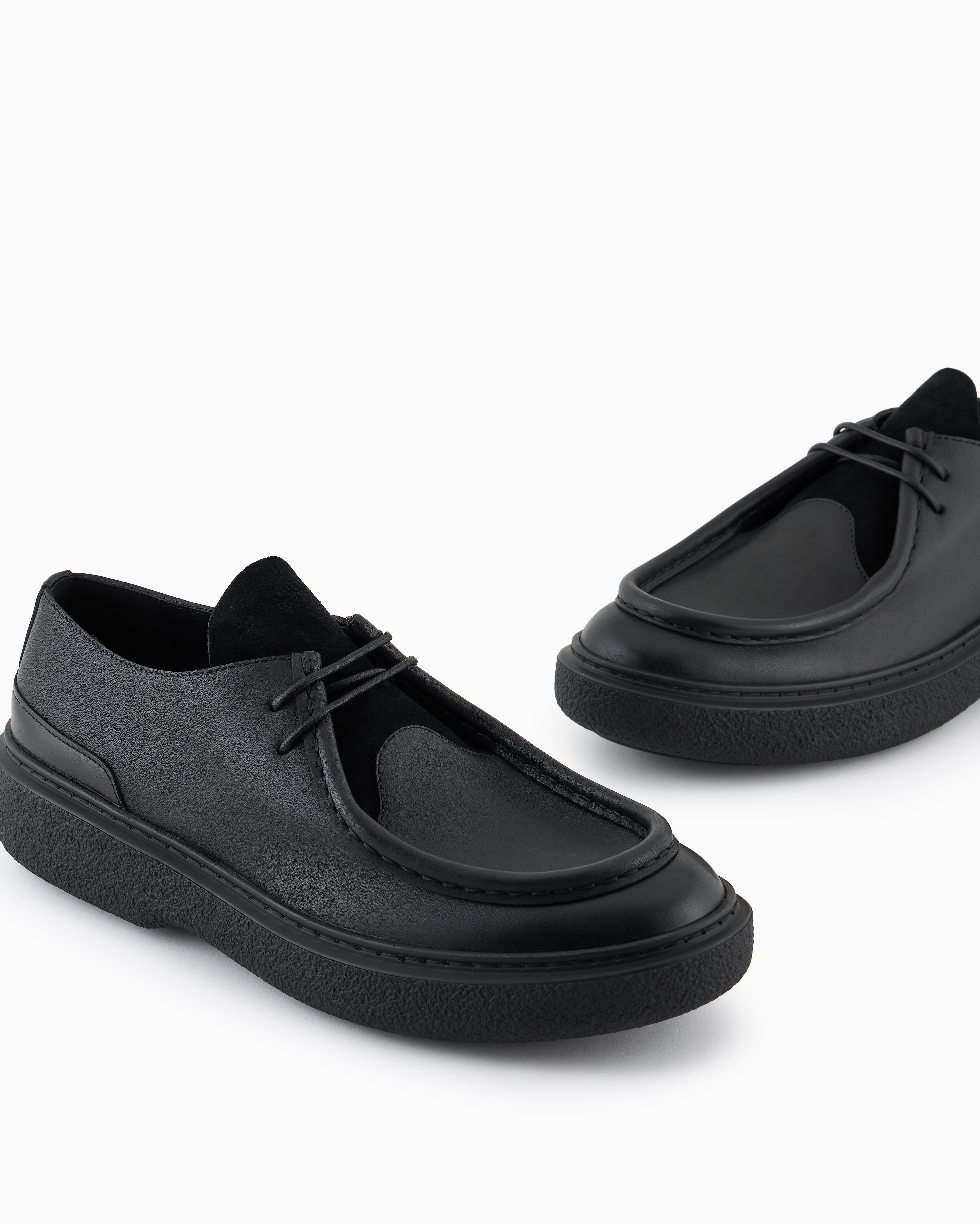 Giorgio Armani Leather, Suede And Nappa-leather Lace-ups In Black