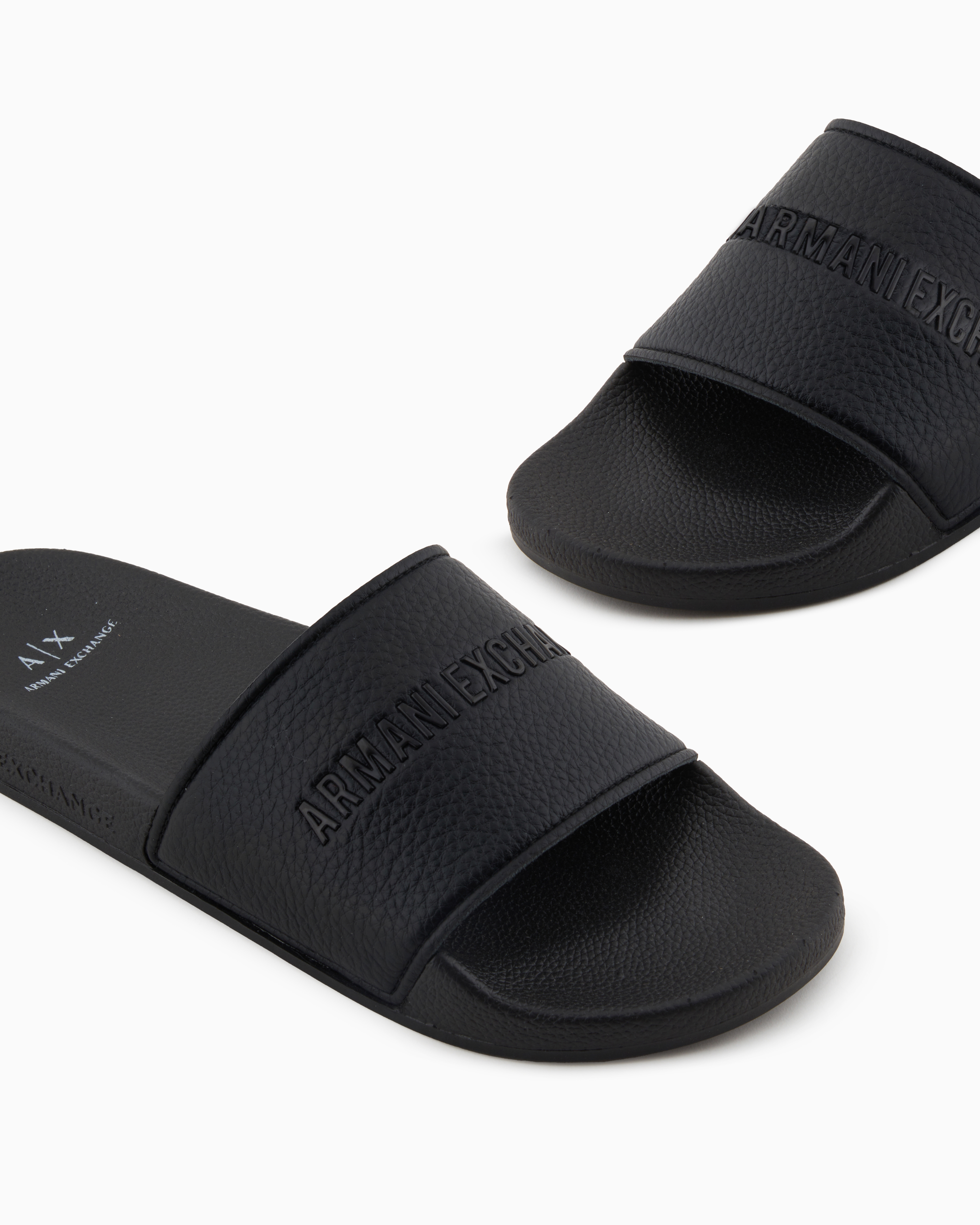 Armani Exchange - Slippers with logo band, Man, Black, Size: 39
