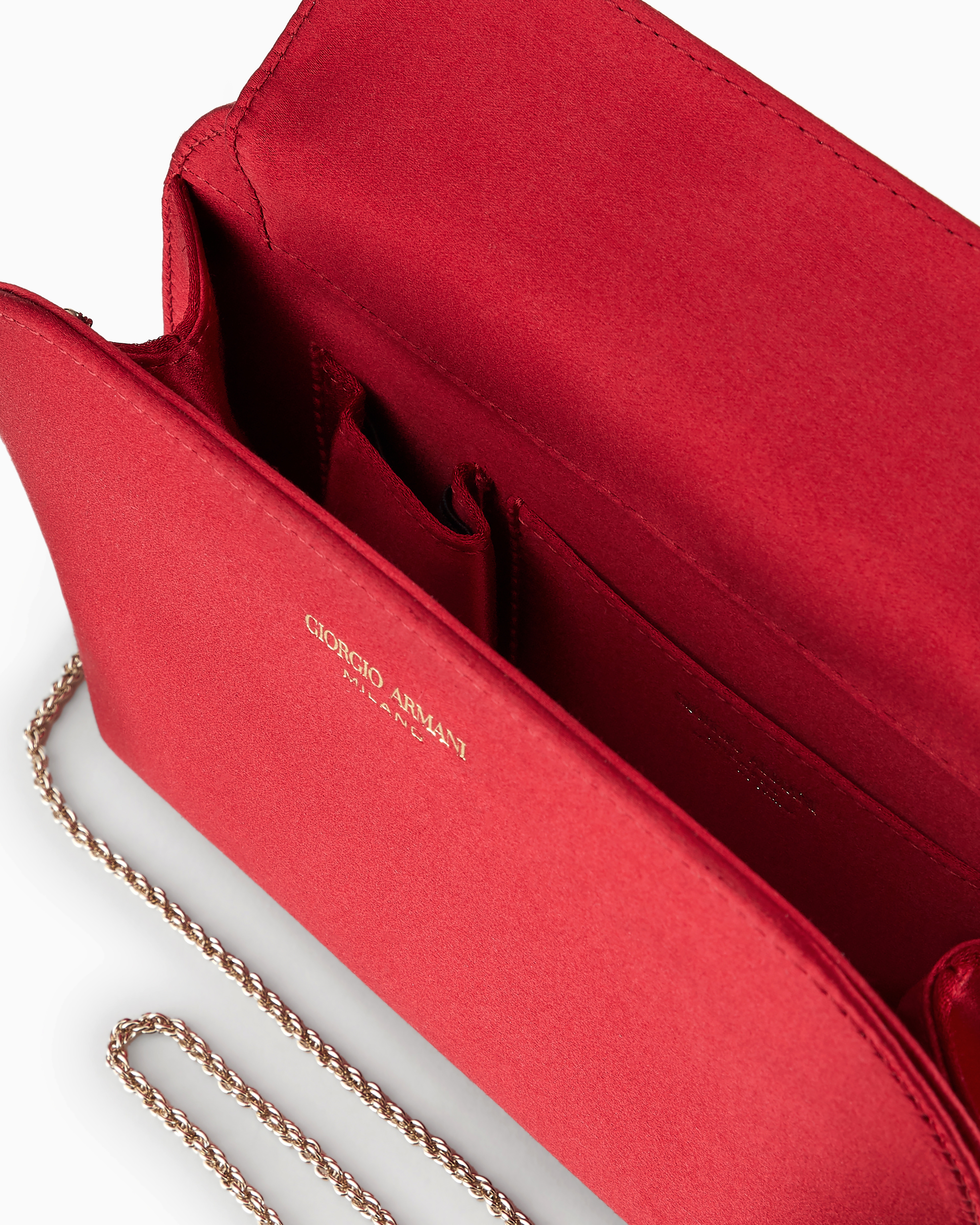 Giorgio Armani Satin La Prima Clutch Bag In Red