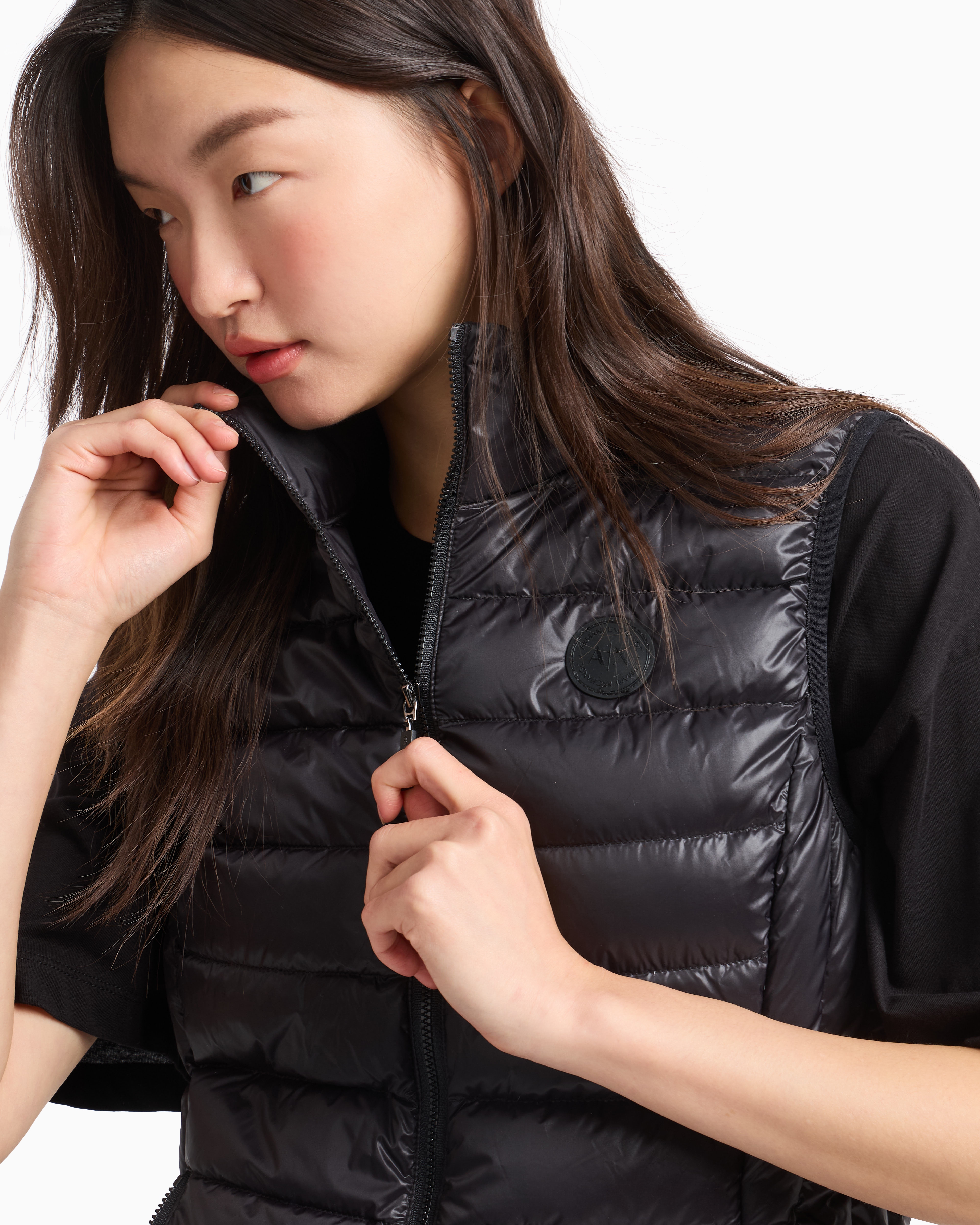 Armani Exchange - Sleeveless Padded Down Jacket, Woman, Black, Size: