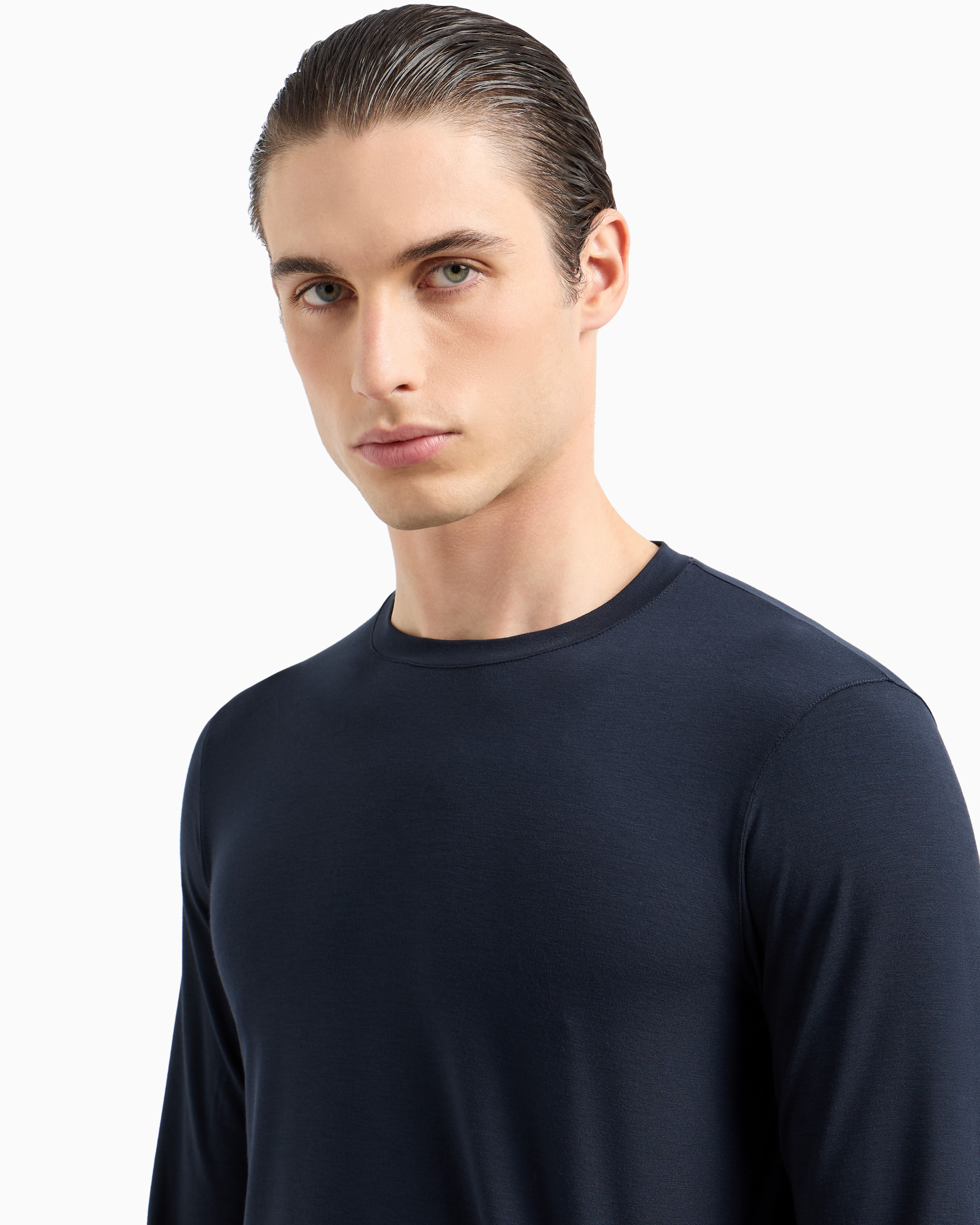Tシャツ・カットソー GIORGIO ARMANI STRETCH VISCOSE BLEND T-SHIRT V-neck T-shirt Icon in stretch viscose jersey | Giorgio Armani