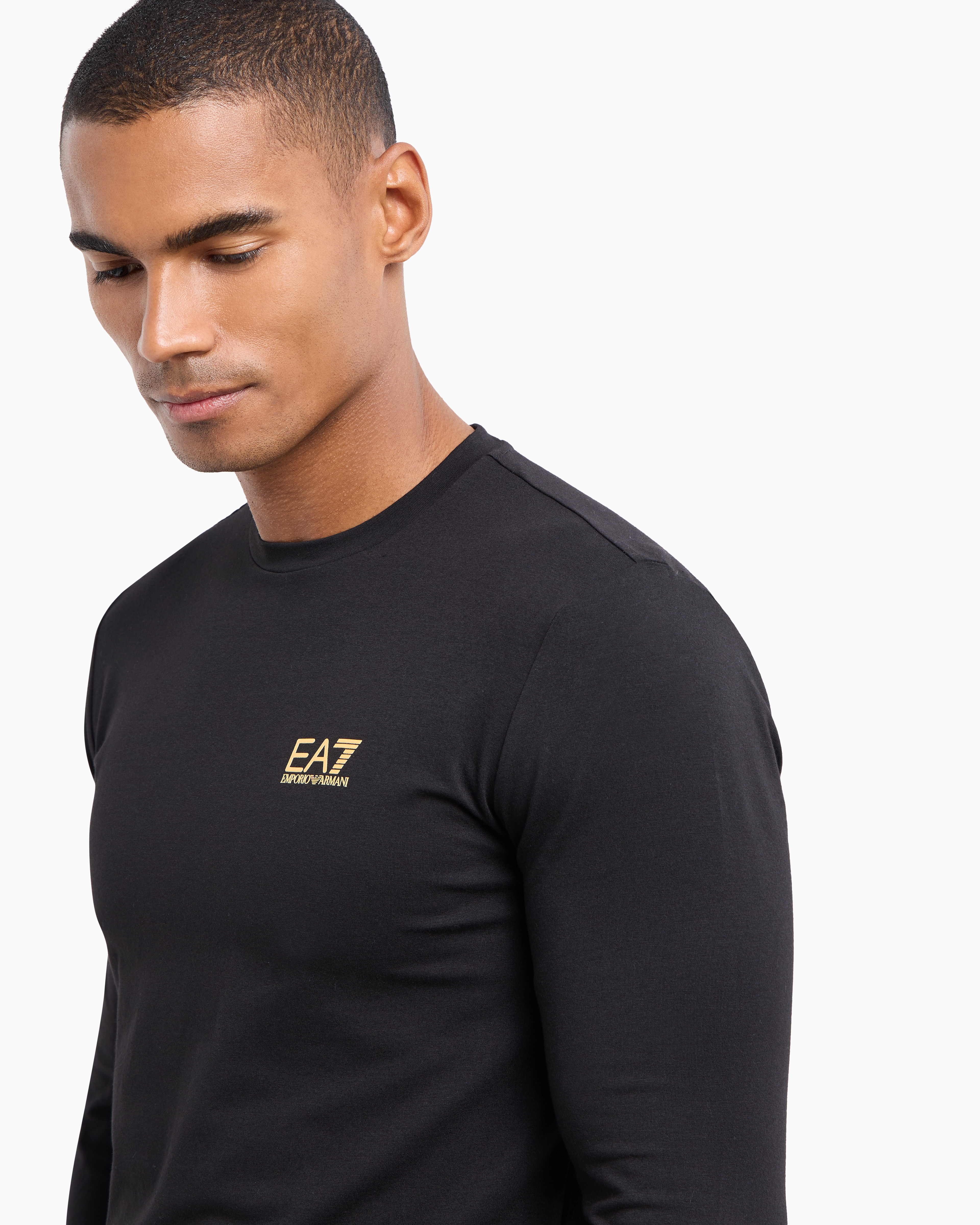 ★EA7 EMPORIO ARMANI★コットン クルーネック Tシャツ Shiny cotton crew-neck T-shirt | EA7