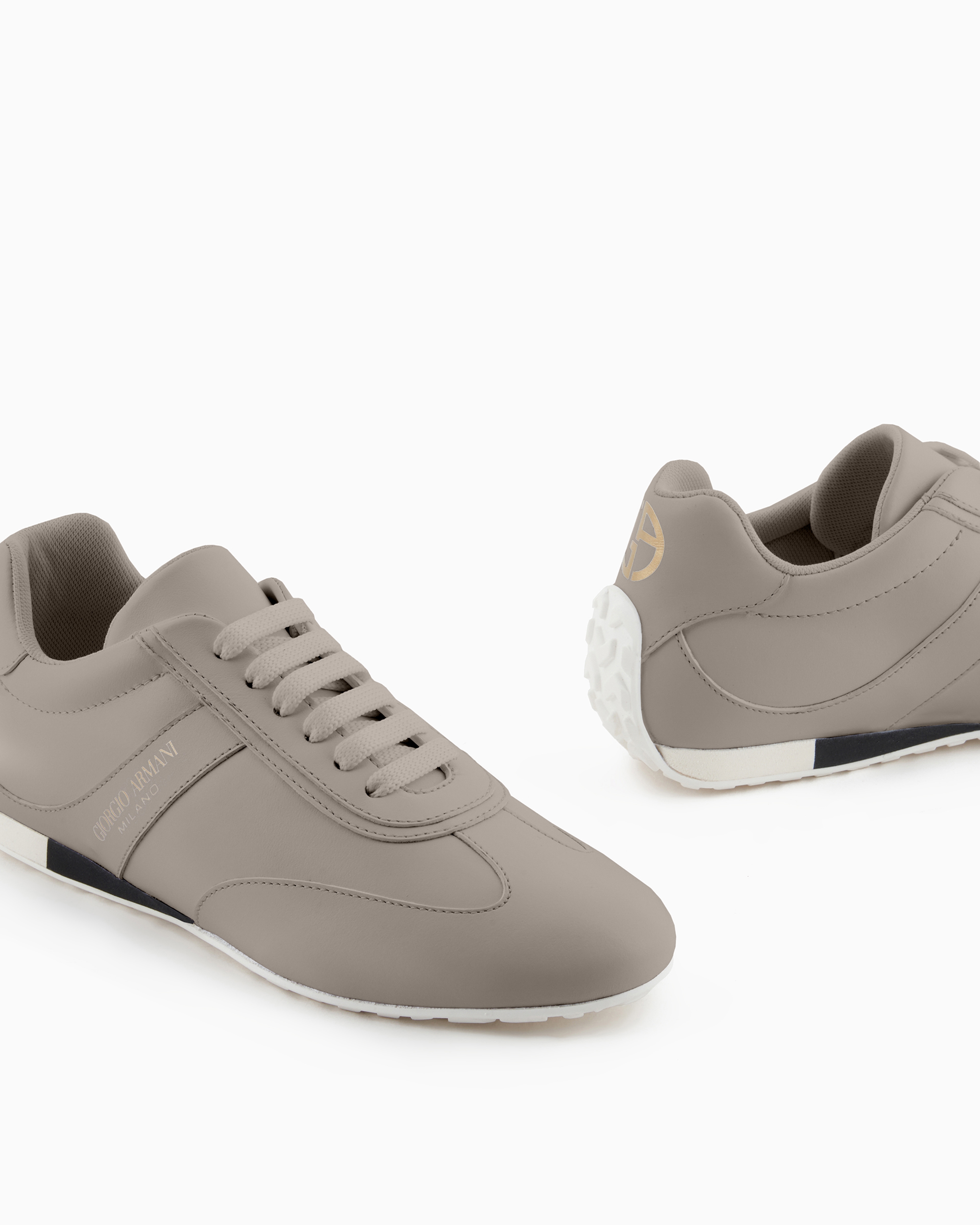 Giorgio Armani Sneakers En Nappa In Brown