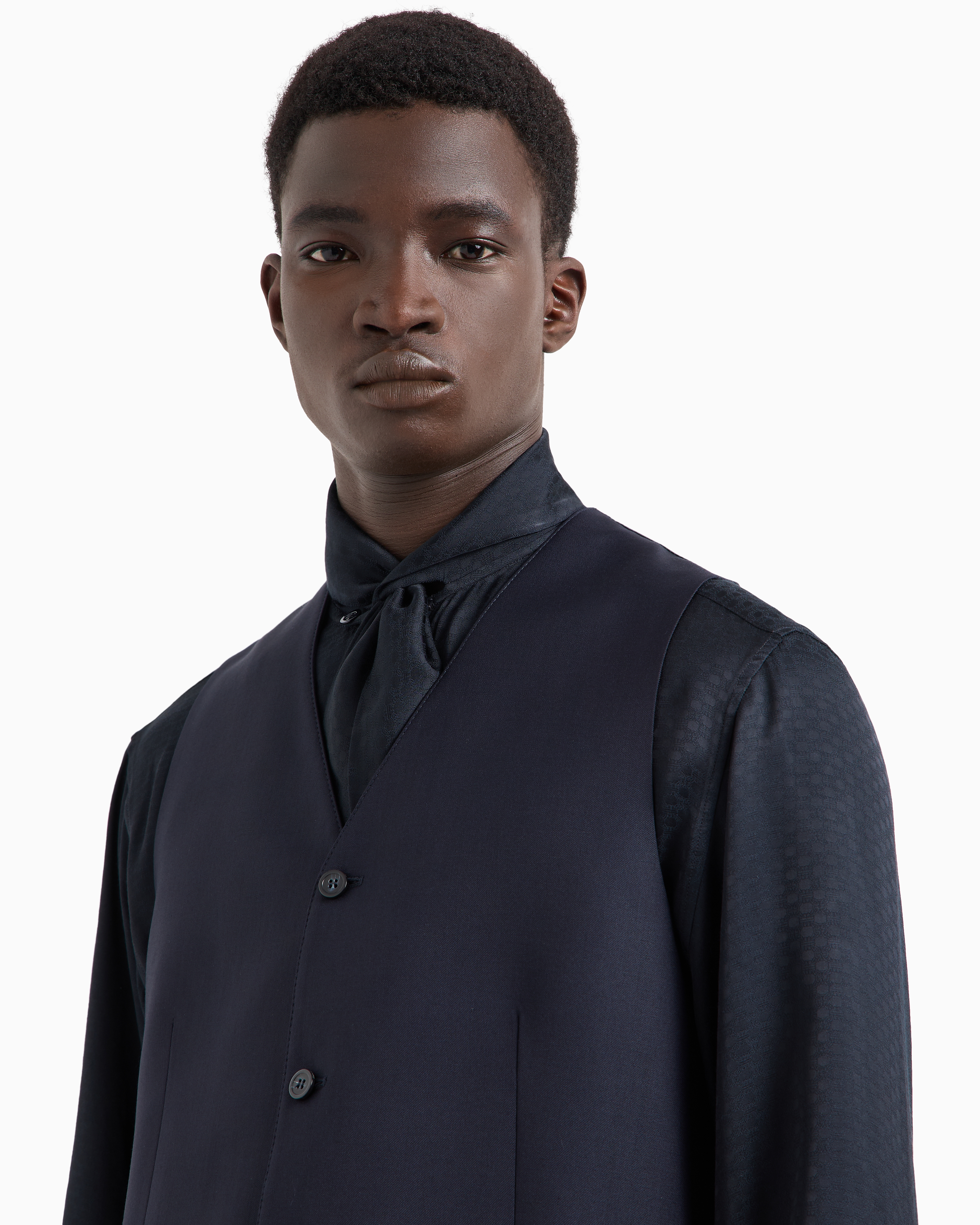 Emporio Armani - Single-breasted, worsted virgin-wool gilet, Man, Navy Blue, Size: