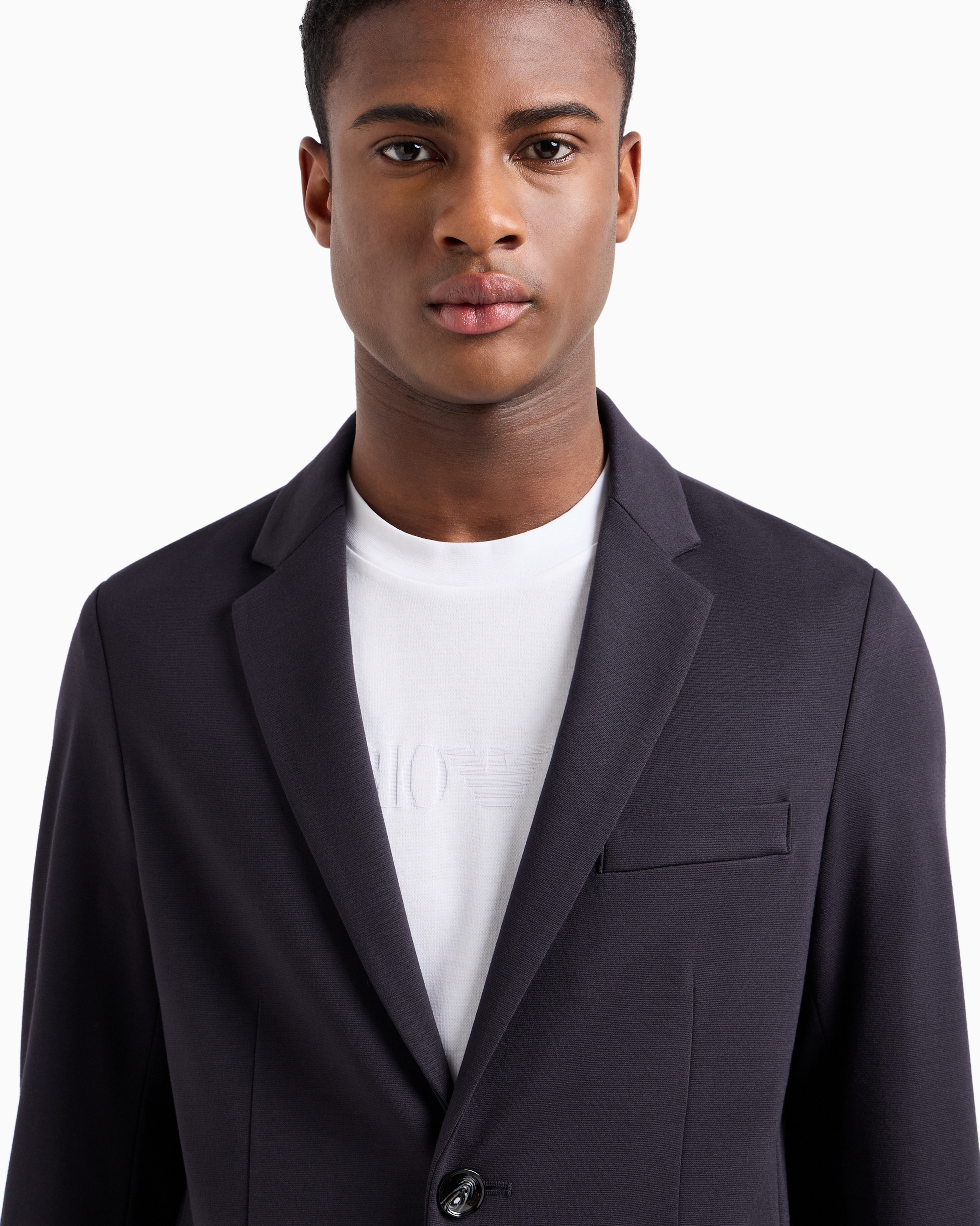 Stitched-jersey single-breasted jacket | Emporio Armani
