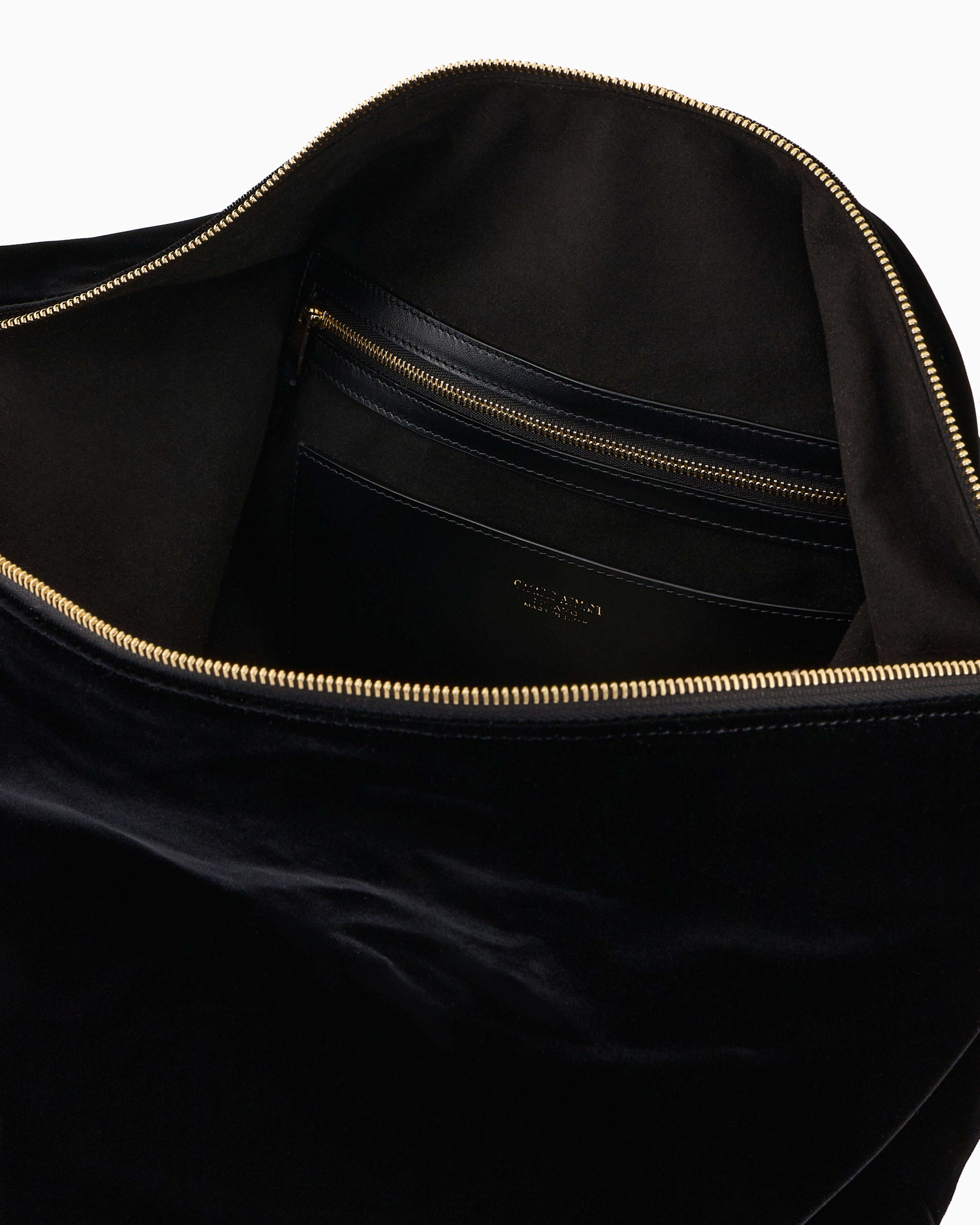 Giorgio Armani La Prima Soft Large Hobo Bag In Velvet In Black