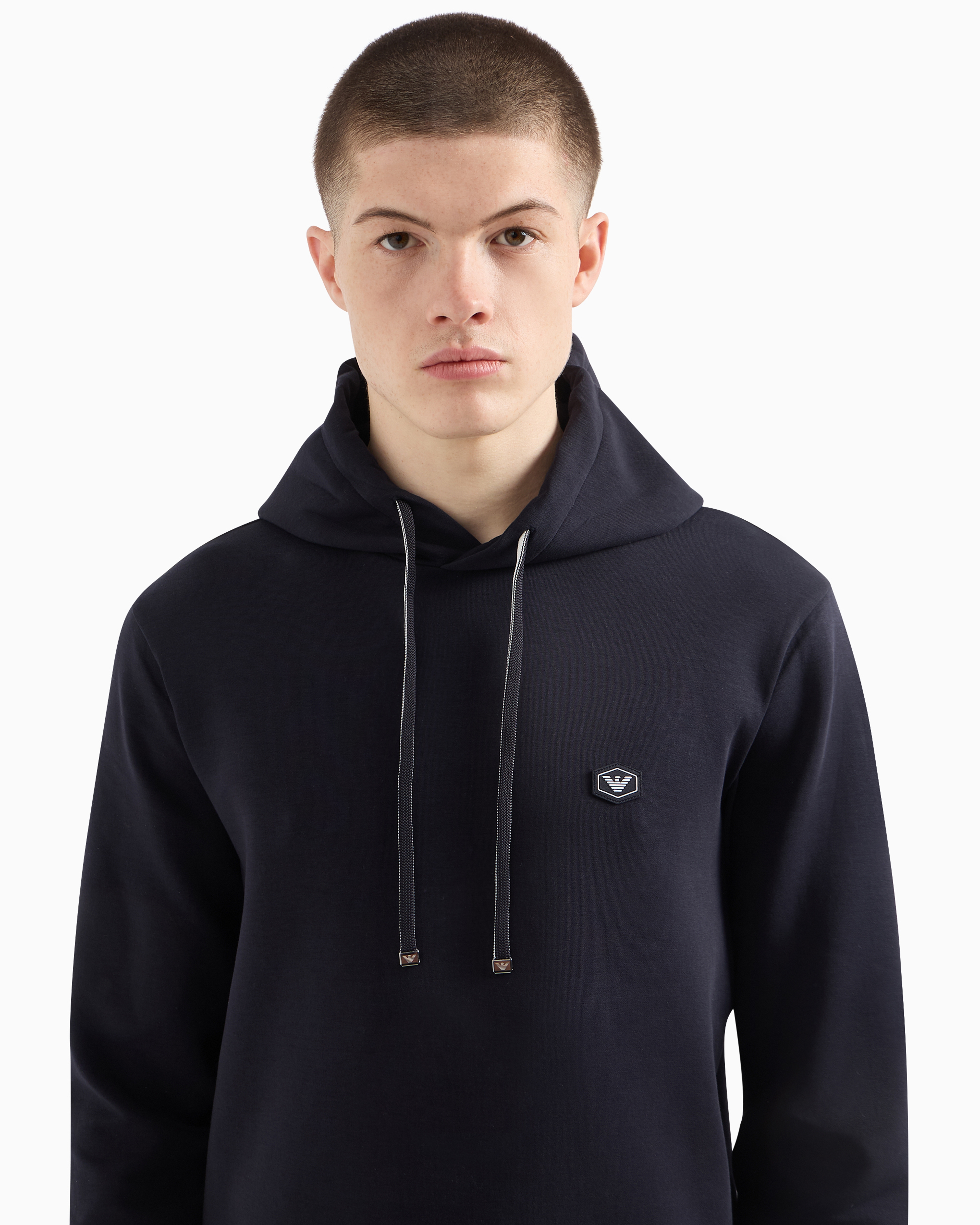 パーカー・フーディ EMPORIO ARMANI SS25 SWEATSHIRT (EM001402 AF10013 FC185) Hooded sweatshirt with micro logo patch | Emporio Armani