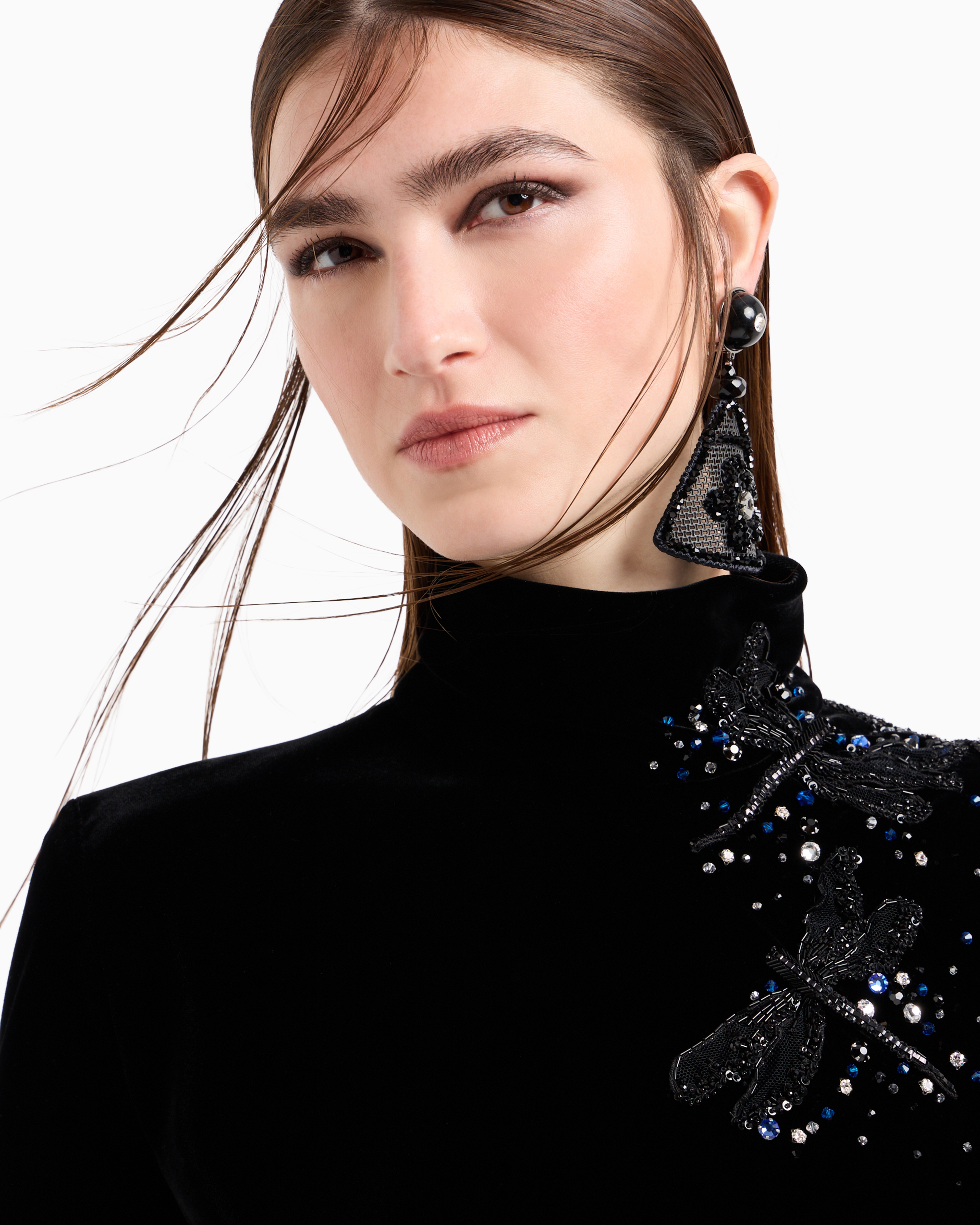 Giorgio Armani Velvet Blouse With Dragonfly Embroidery In Black