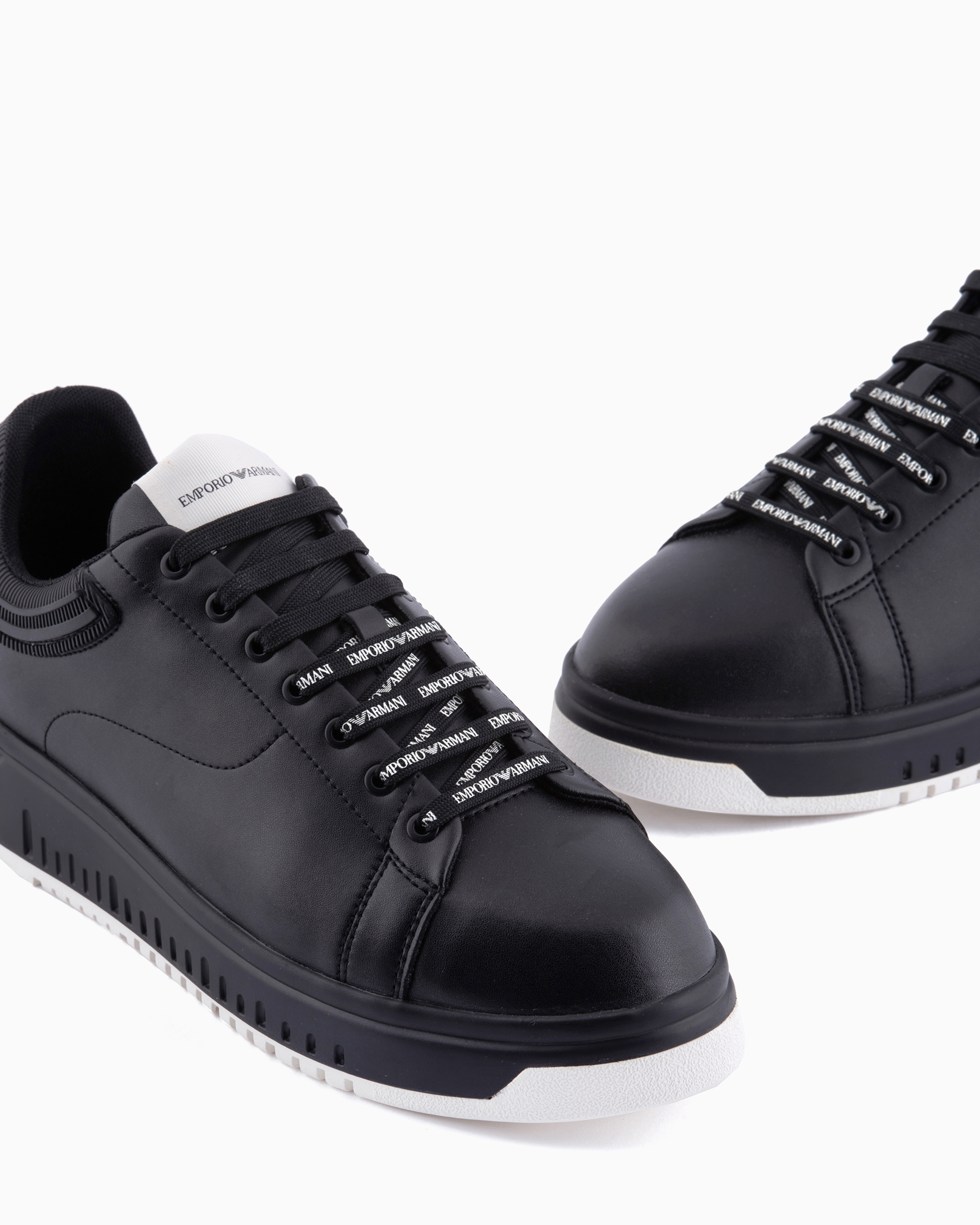 EMPORIO ARMANI【関税込み】モノグラムロゴ レザー スニーカー レザー製スニーカー サイドロゴ | Emporio Armani