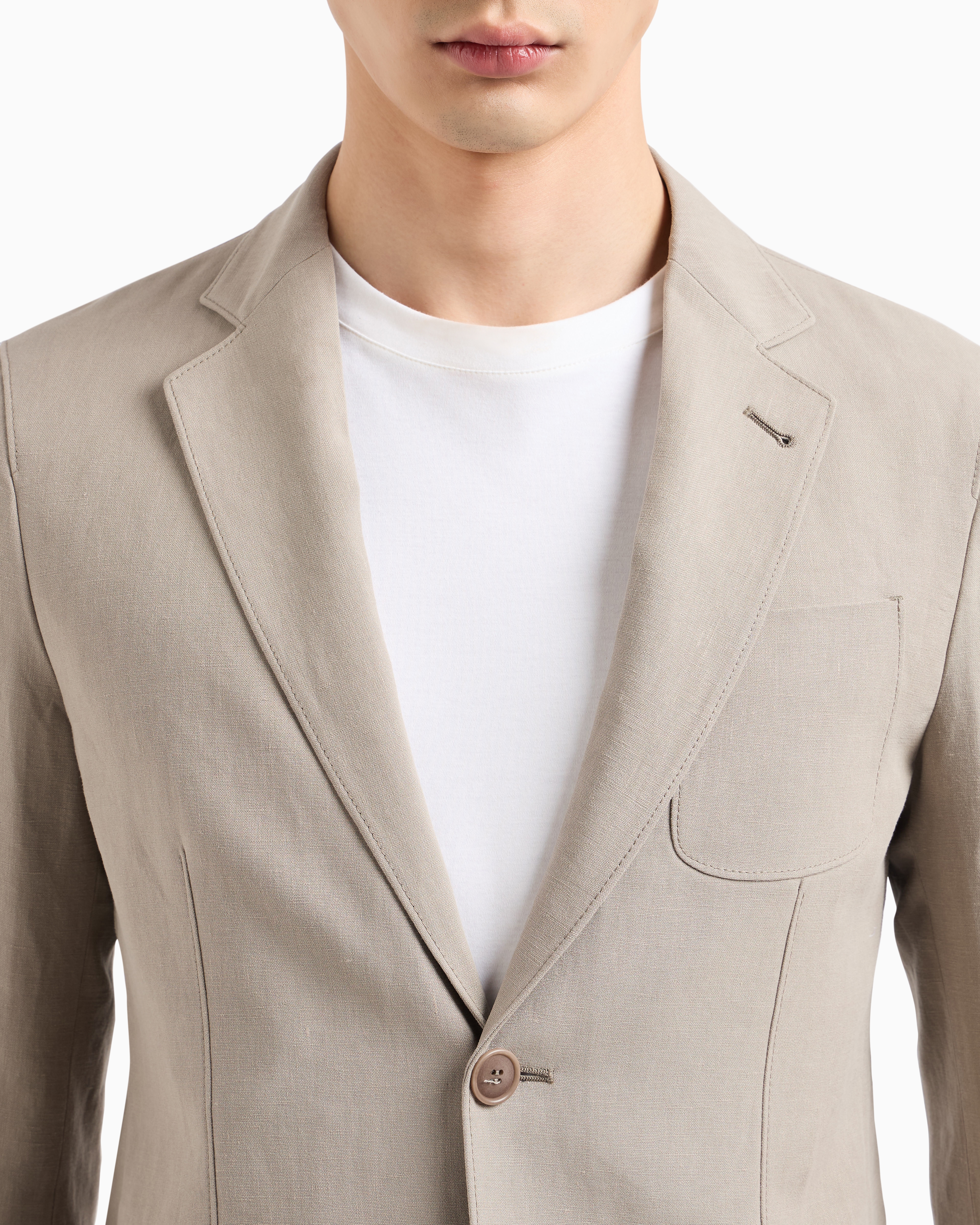 Upton Line single-breasted jacket in linen canvas | Giorgio