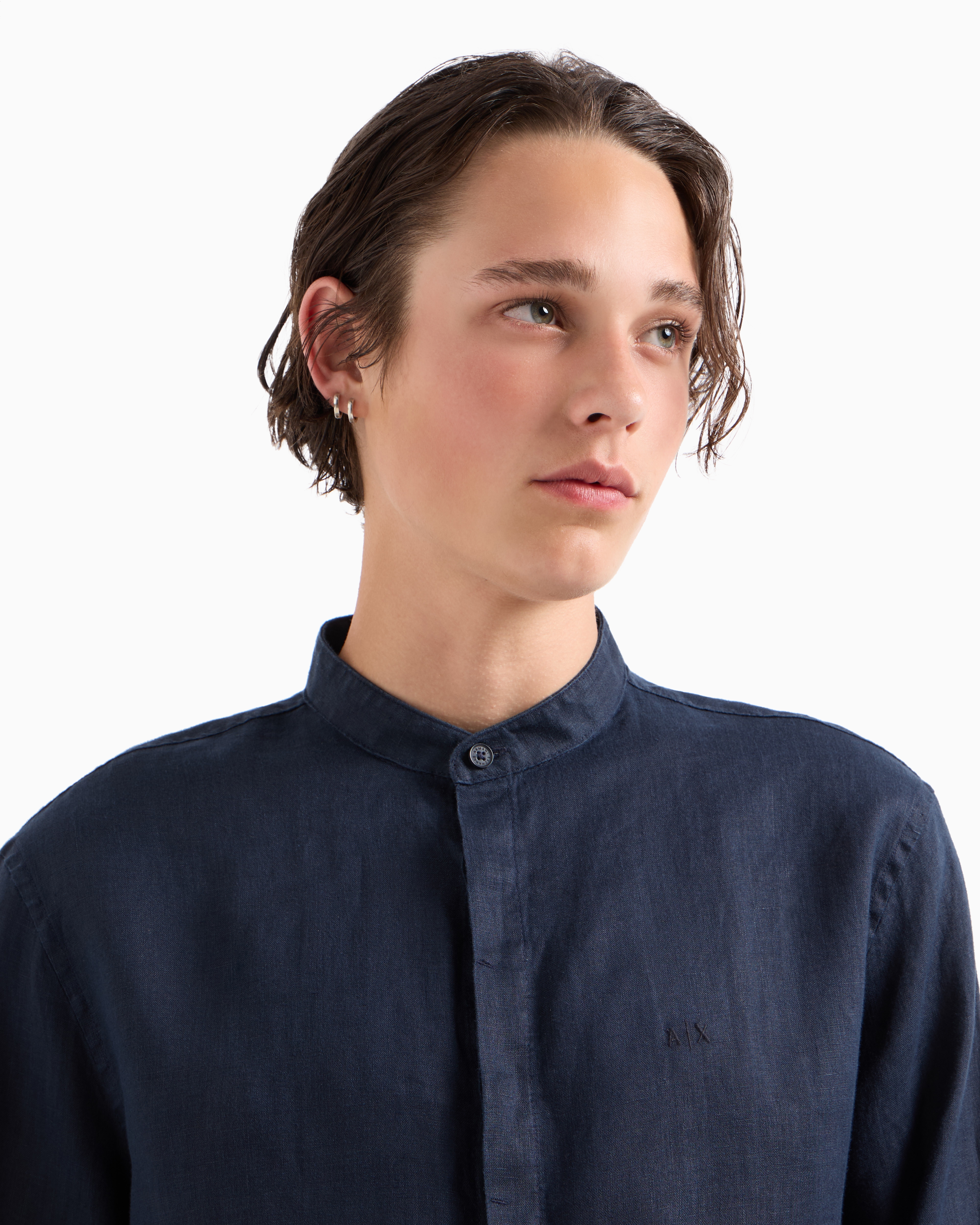 Armani Exchange - Casual Shirts, Man, Navy Blue, Size: