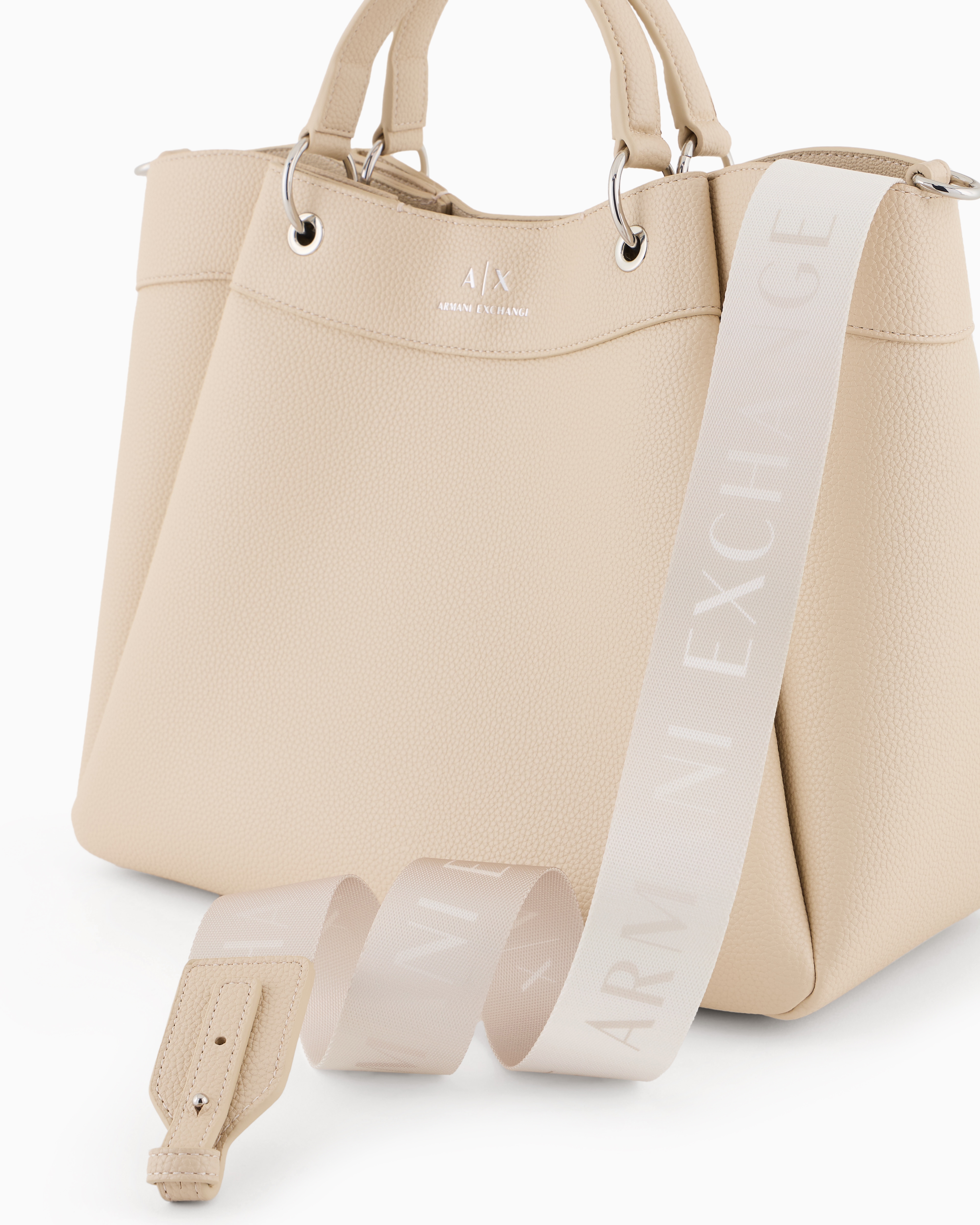 Armani Exchange - Large handbag with degradè shoulder strap, Woman, Beige, Size: TU
