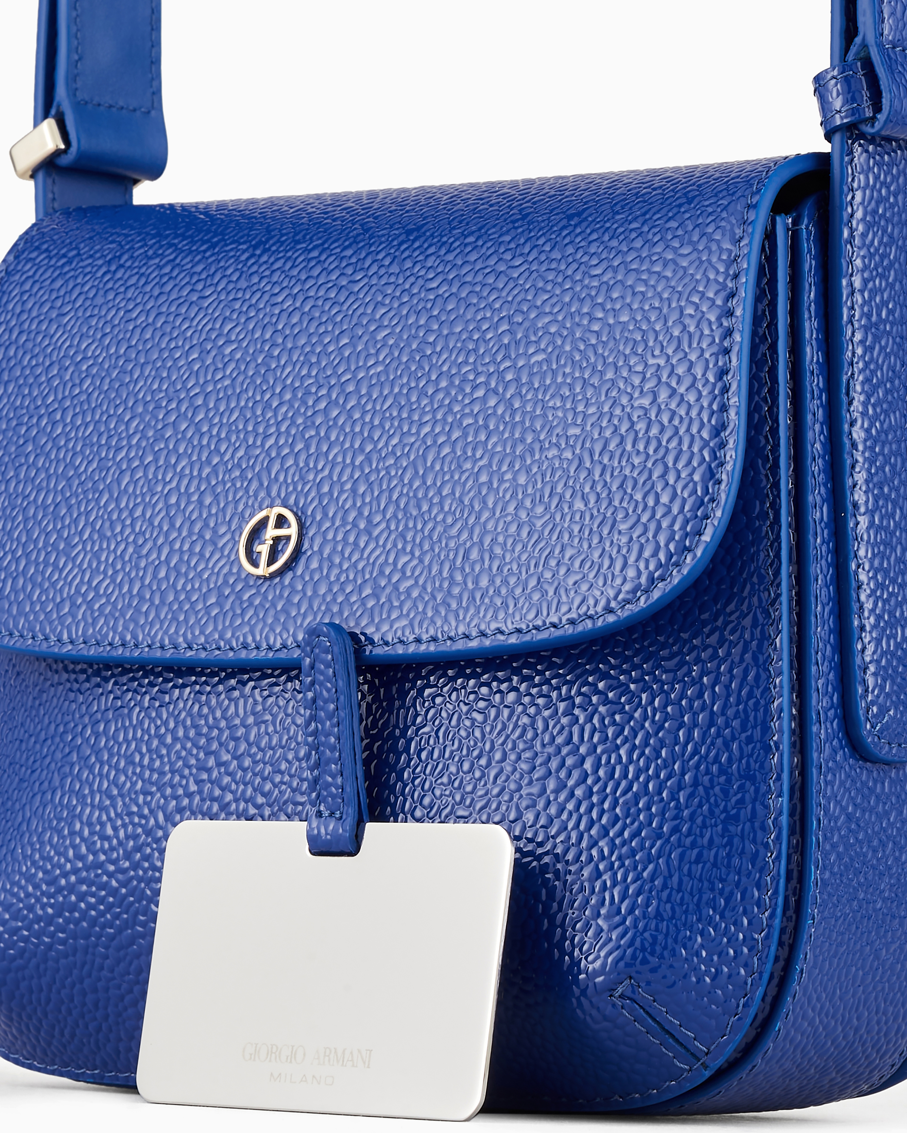 Giorgio Armani La Prima In Grain-of-rice-effect Patent Leather In Blue
