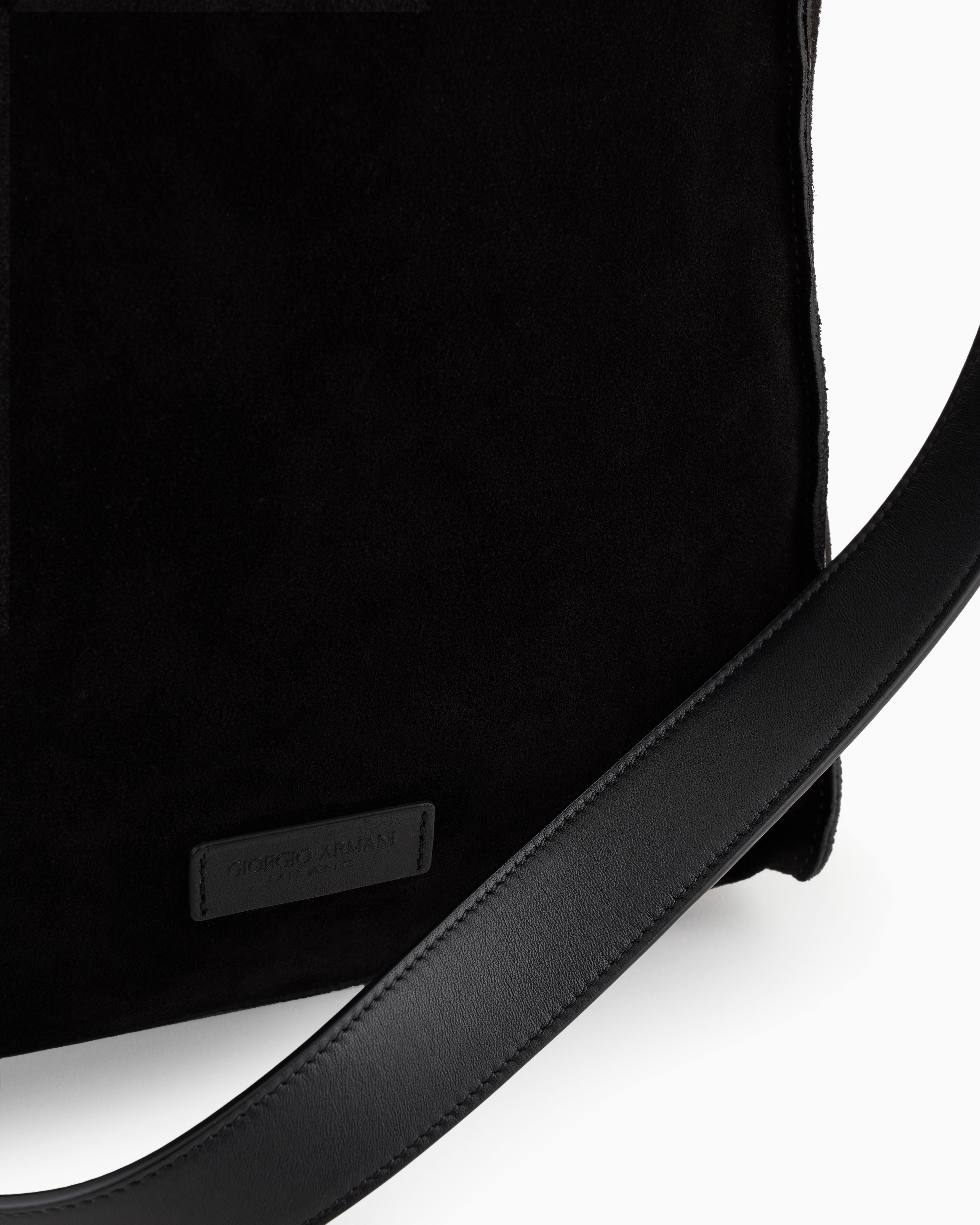 Giorgio Armani Vertical Suede Shopper Bag In Black