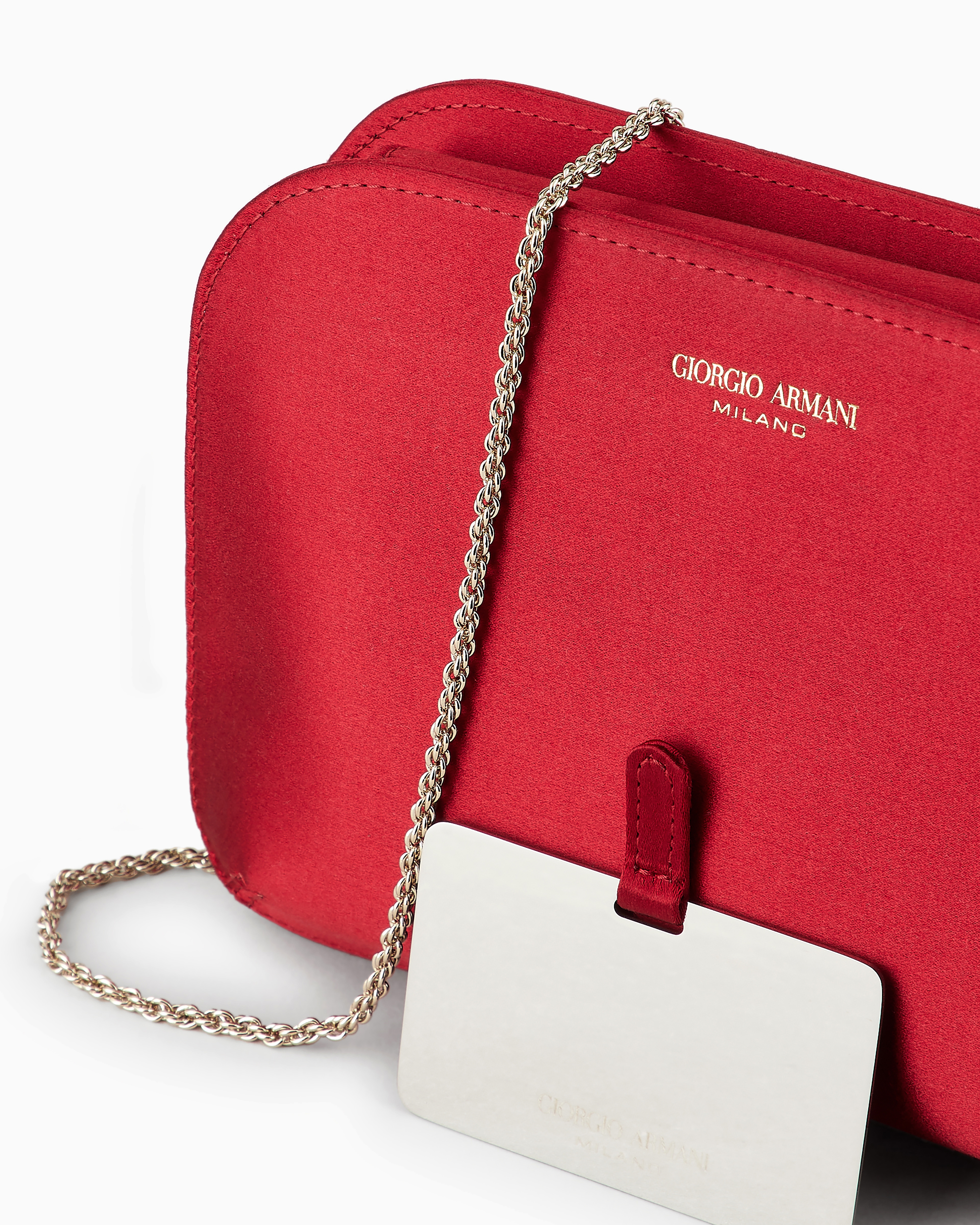 Giorgio Armani Satin La Prima Clutch Bag In Red
