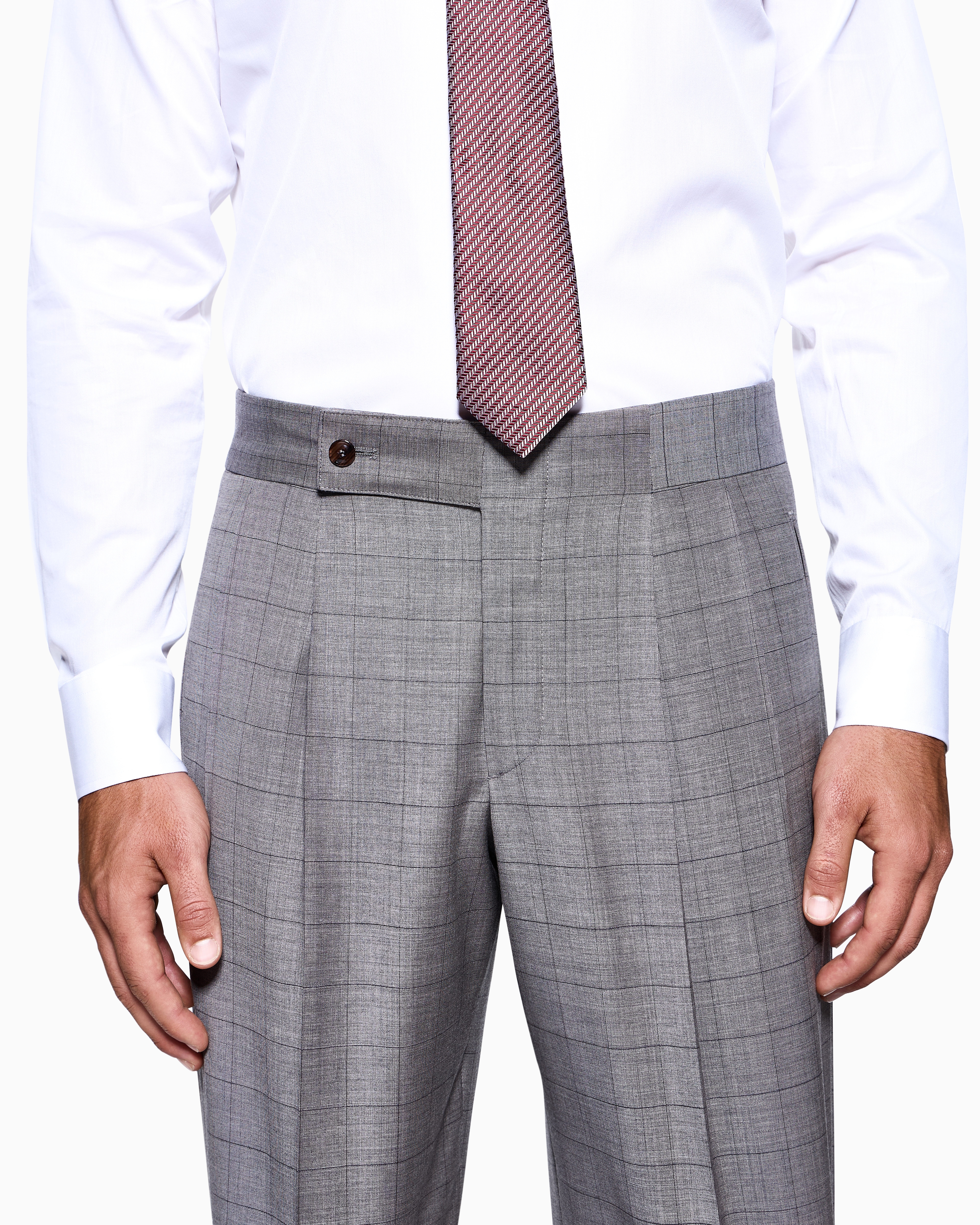 Giorgio Armani Royal Line Double-breasted Suit In Windowpane Check Virgin Wool In Gray