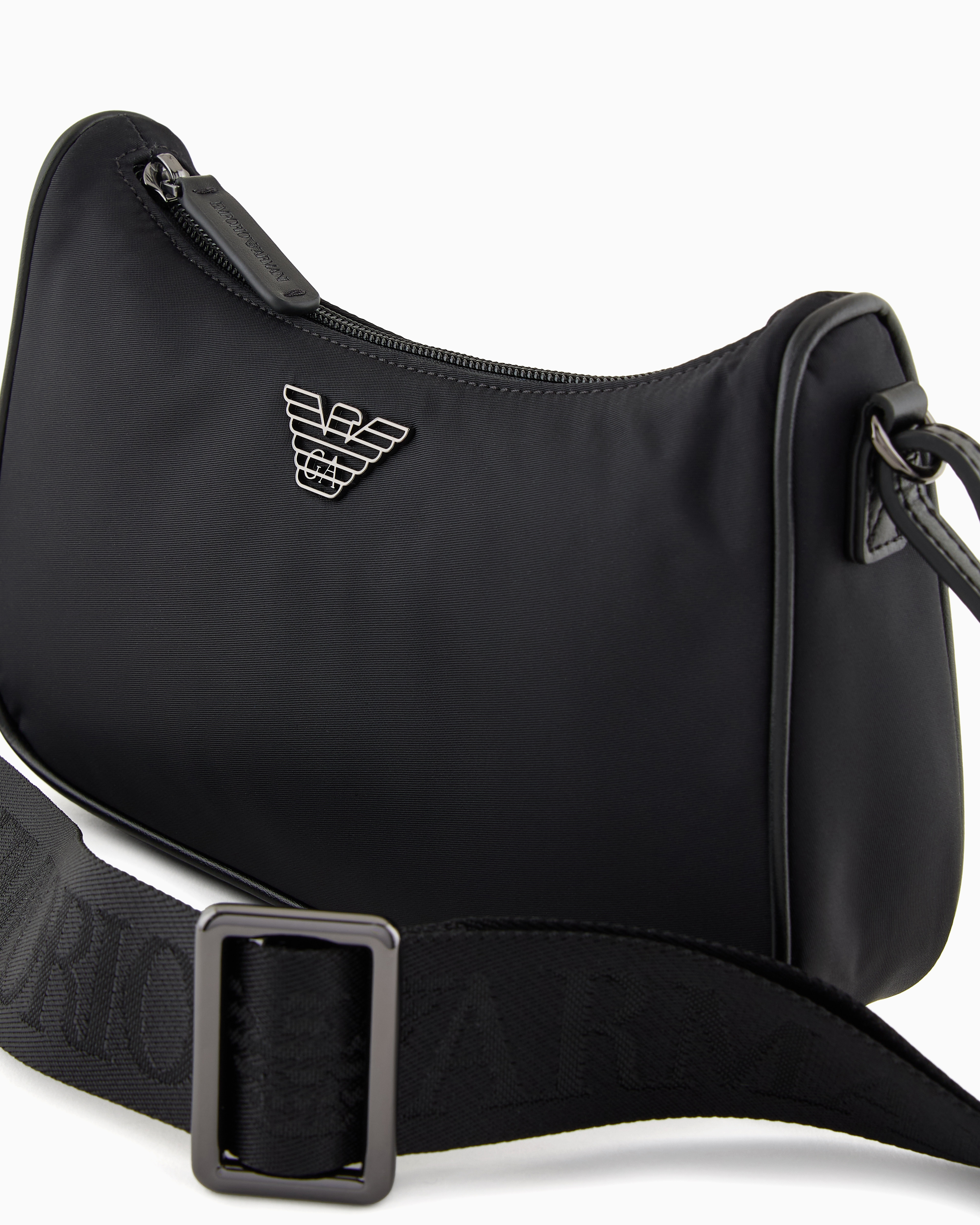 Emporio Armani - ASV recycled-nylon shoulder bag, Man, Black, Size: TU