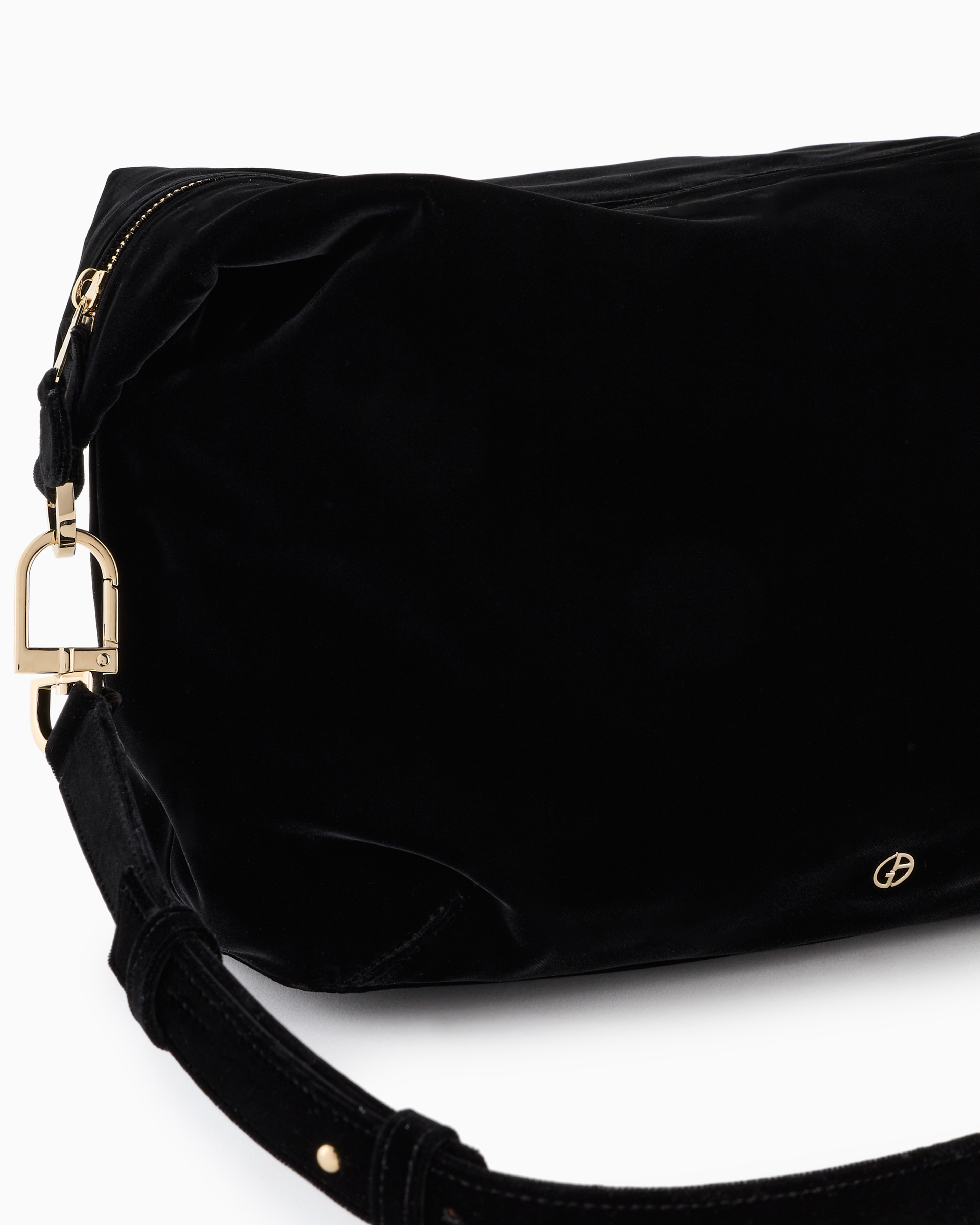 Giorgio Armani La Prima Soft Large Hobo Bag In Velvet In Black