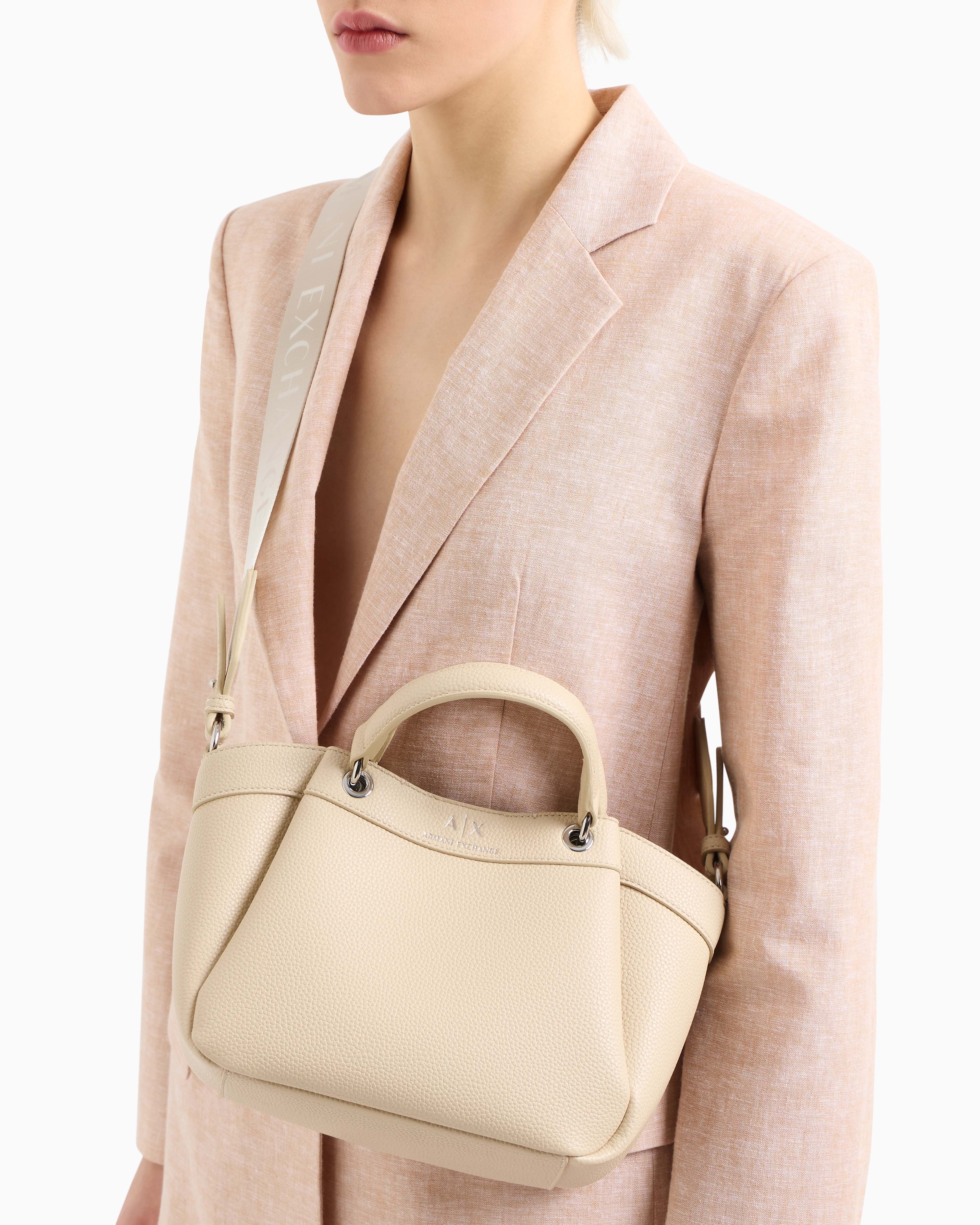 Armani Exchange - Small handbag with degradè shoulder strap, Woman, Beige, Size: TU